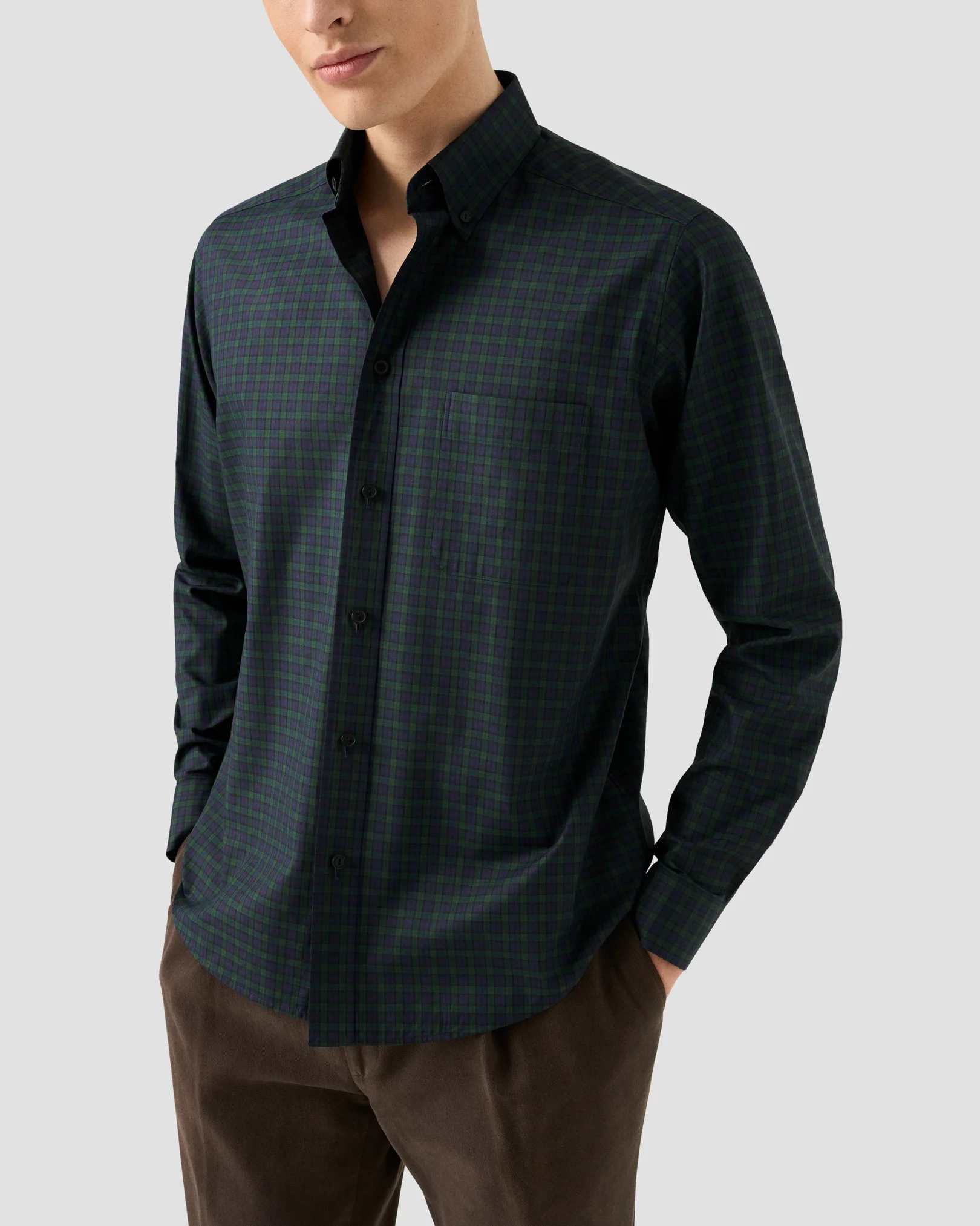 Eton - nvy tartan plaid check shirt