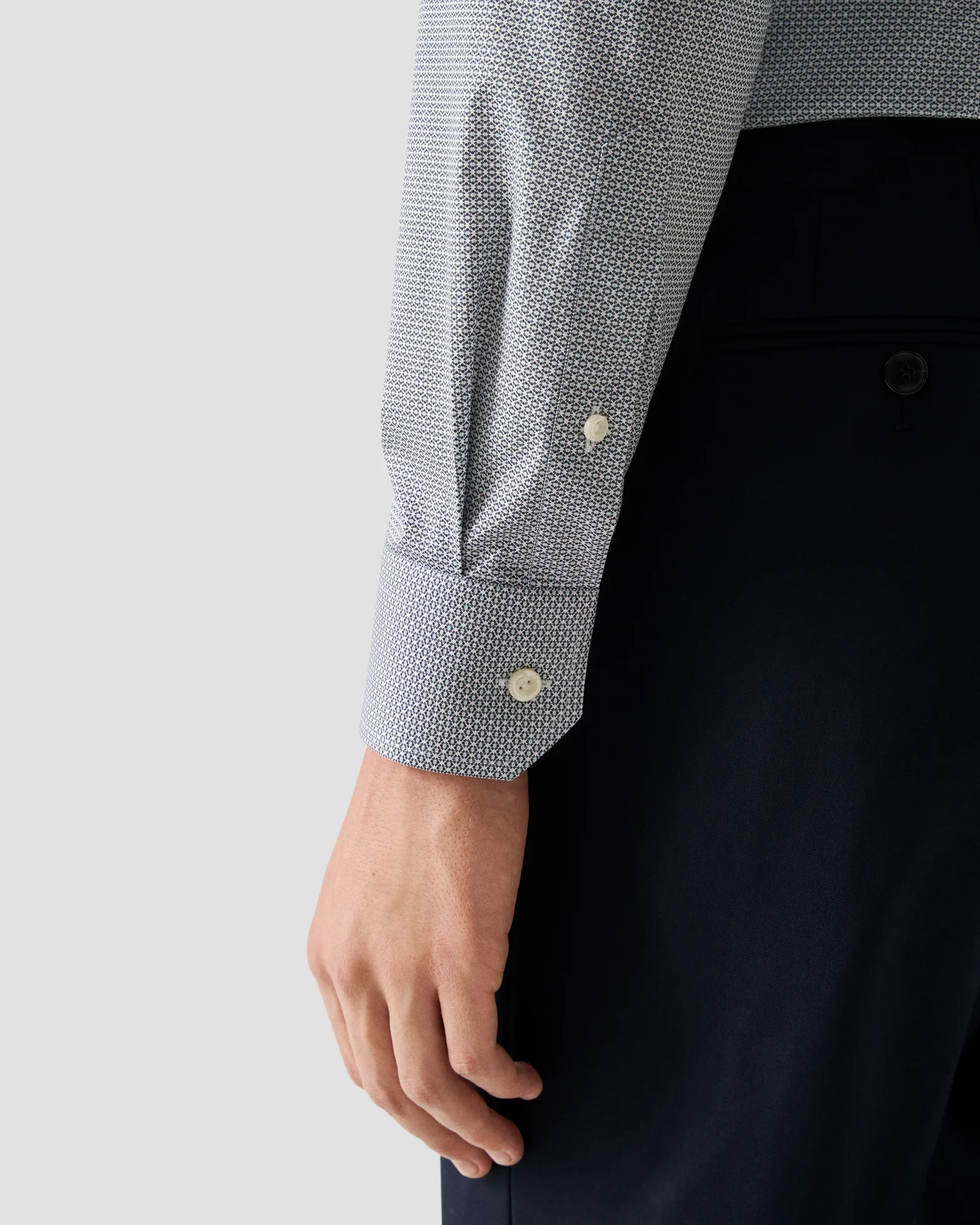 Eton - navy blue geometric signature twill shirt