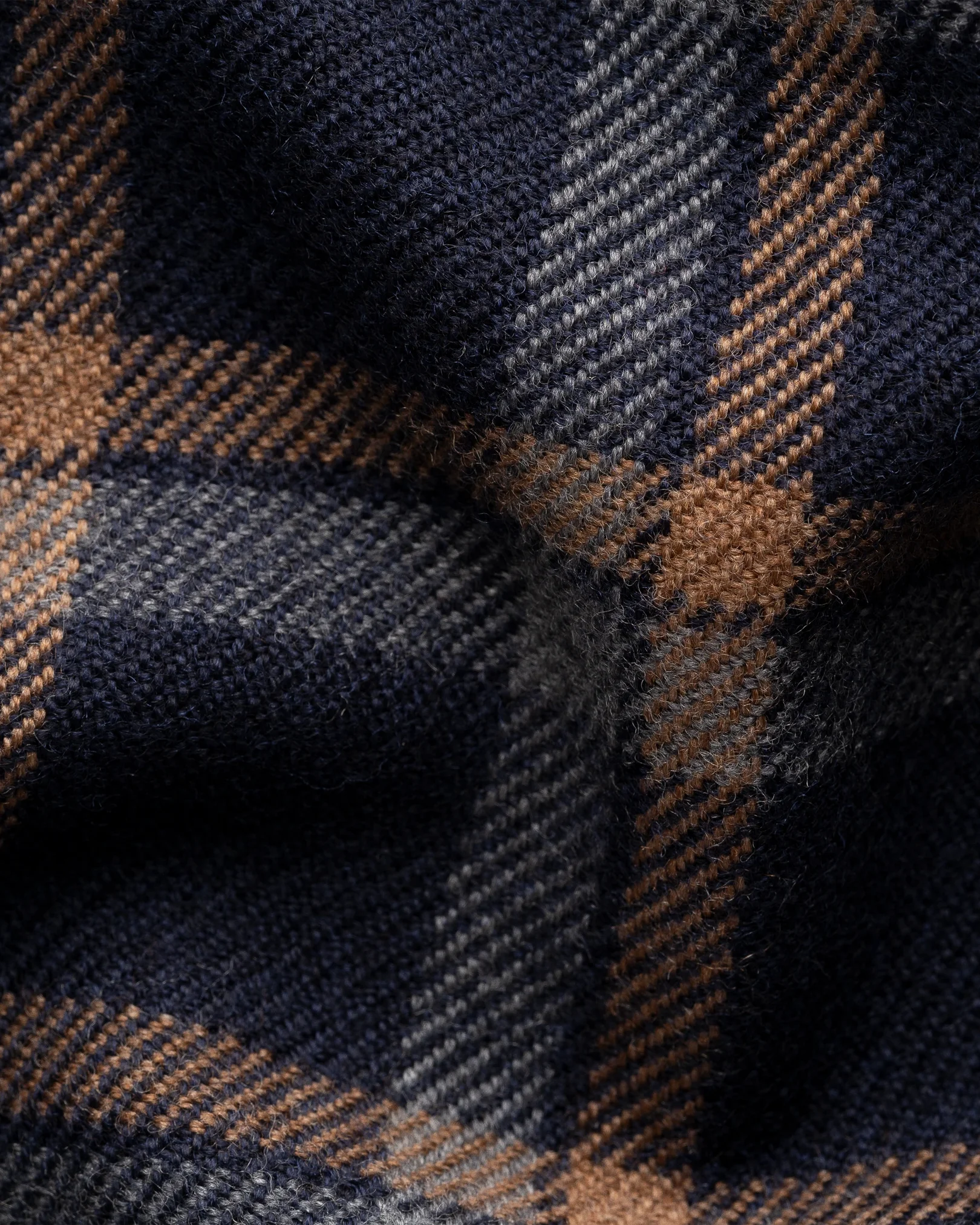 Eton - navy blue check merino wool scarf