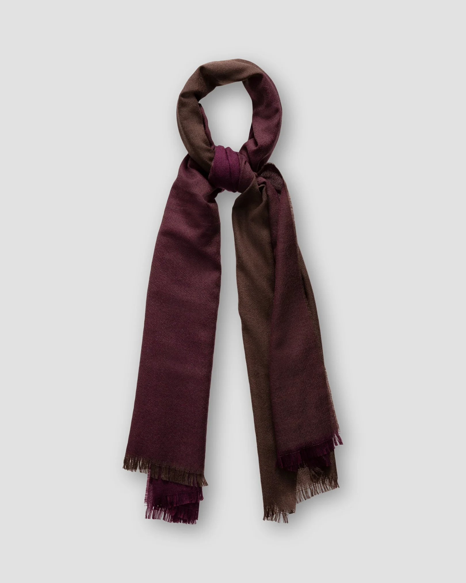 Eton - burgundy brown shades fringed wool scarf