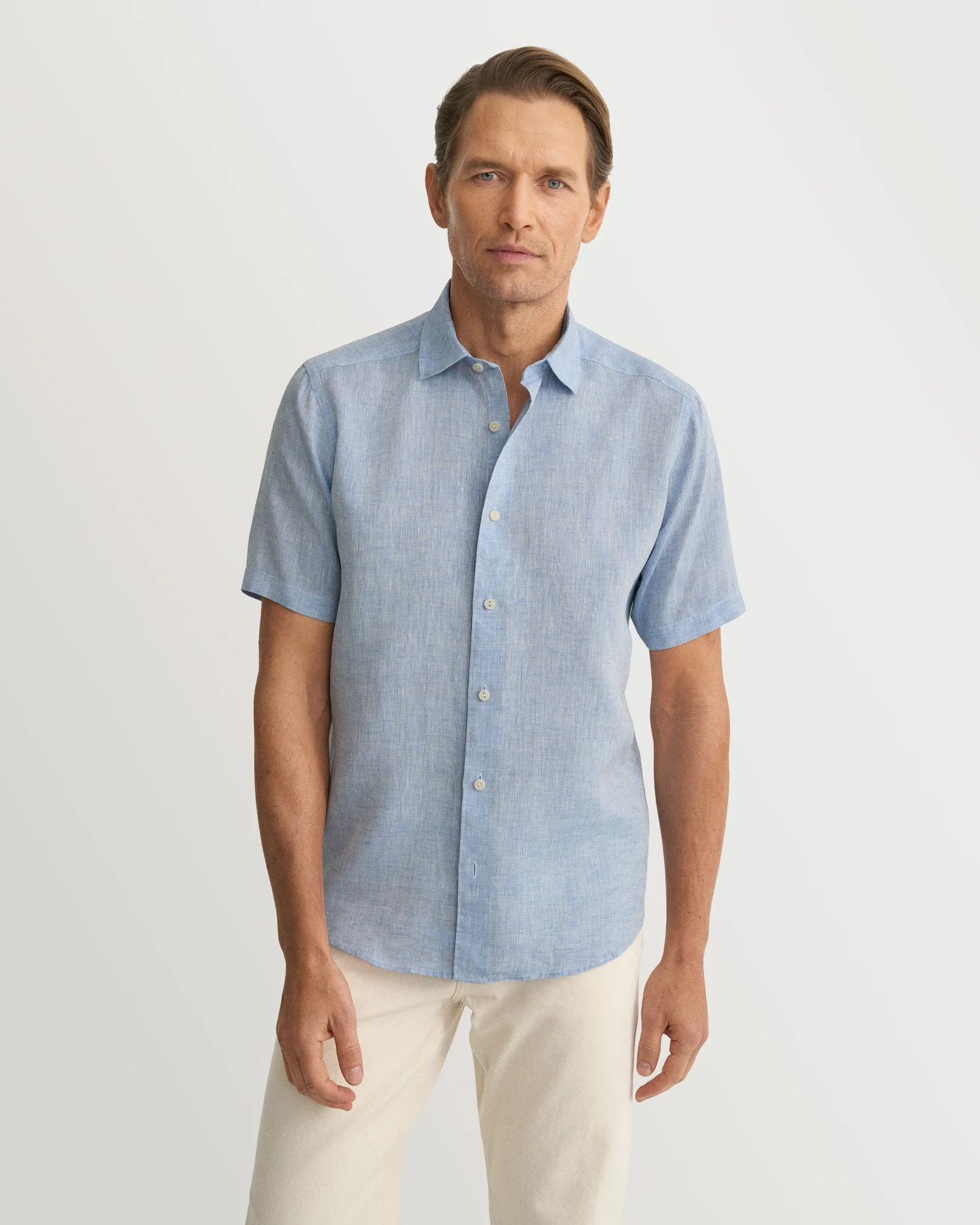 Eton - Light blue Solid Linen Shirt