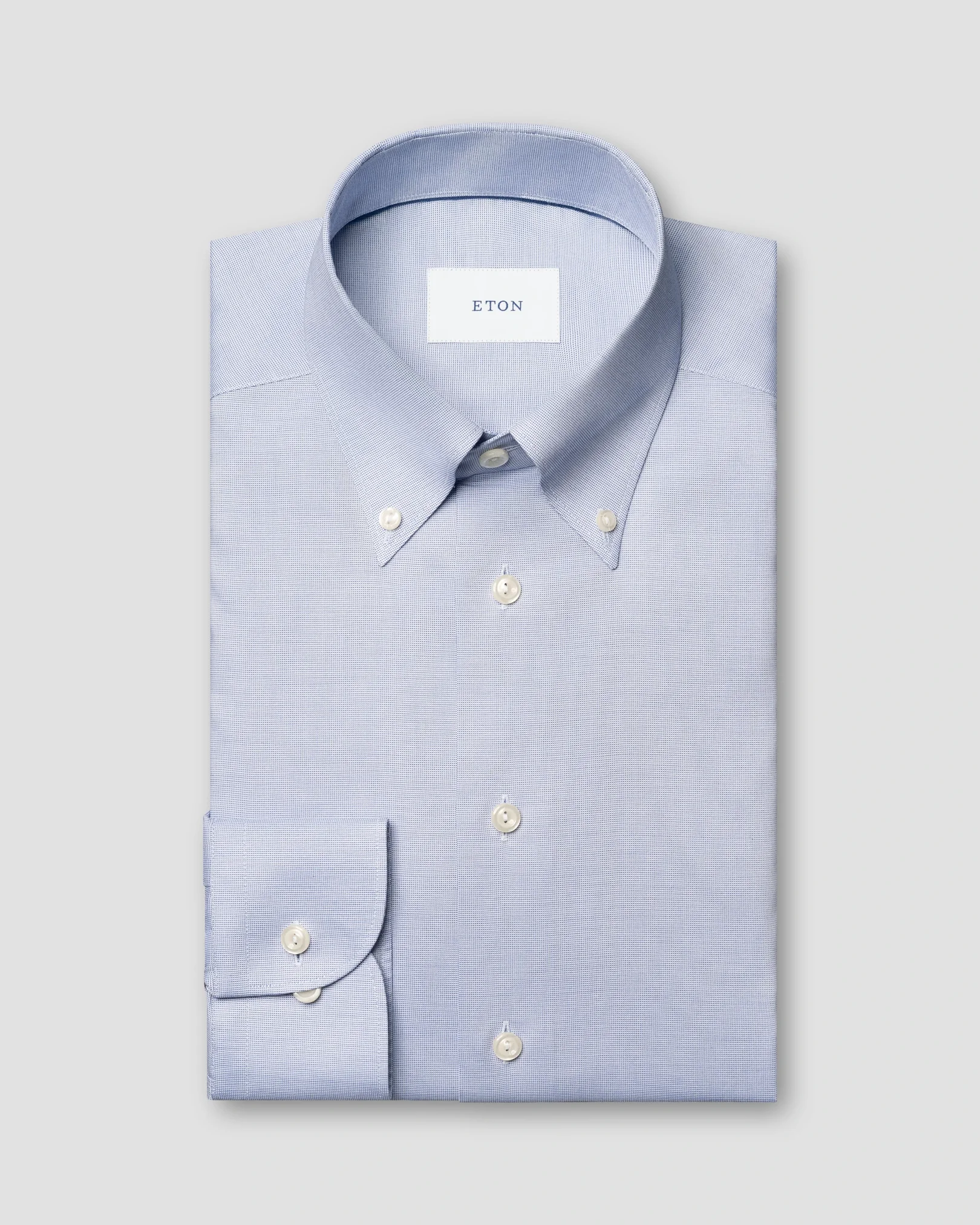 Eton - mid blue solid wrinkle free oxford