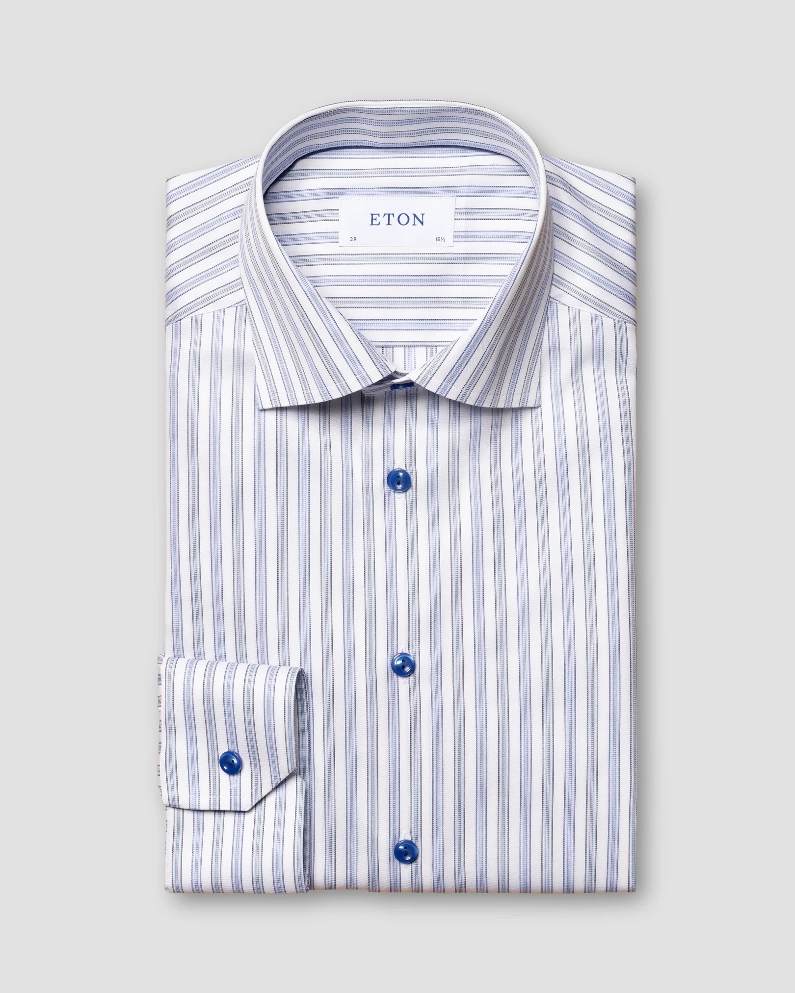 Eton - blue striped cotton lyocell stretch shirt