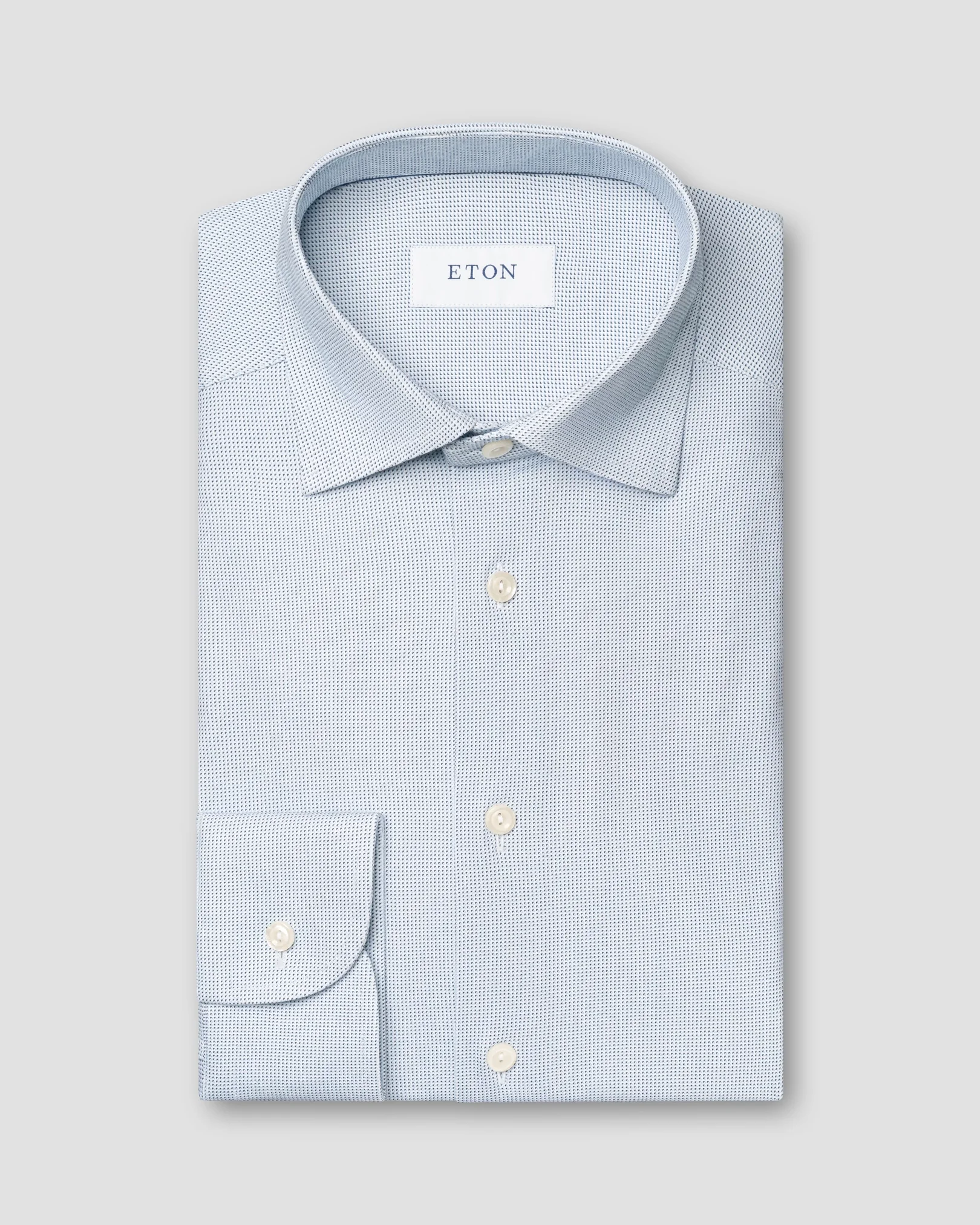 Eton - light blue stretch cut away collar rounded single slim fit