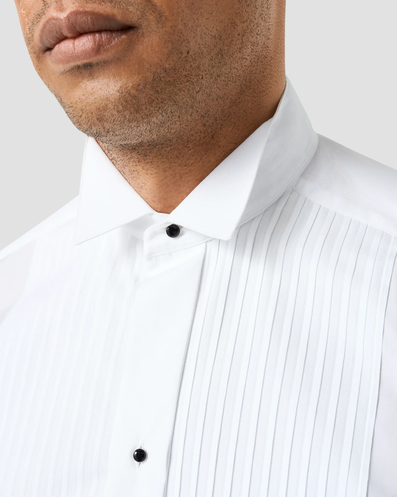 Eton - White Plissé Tuxedo Shirt - Wing Collar
