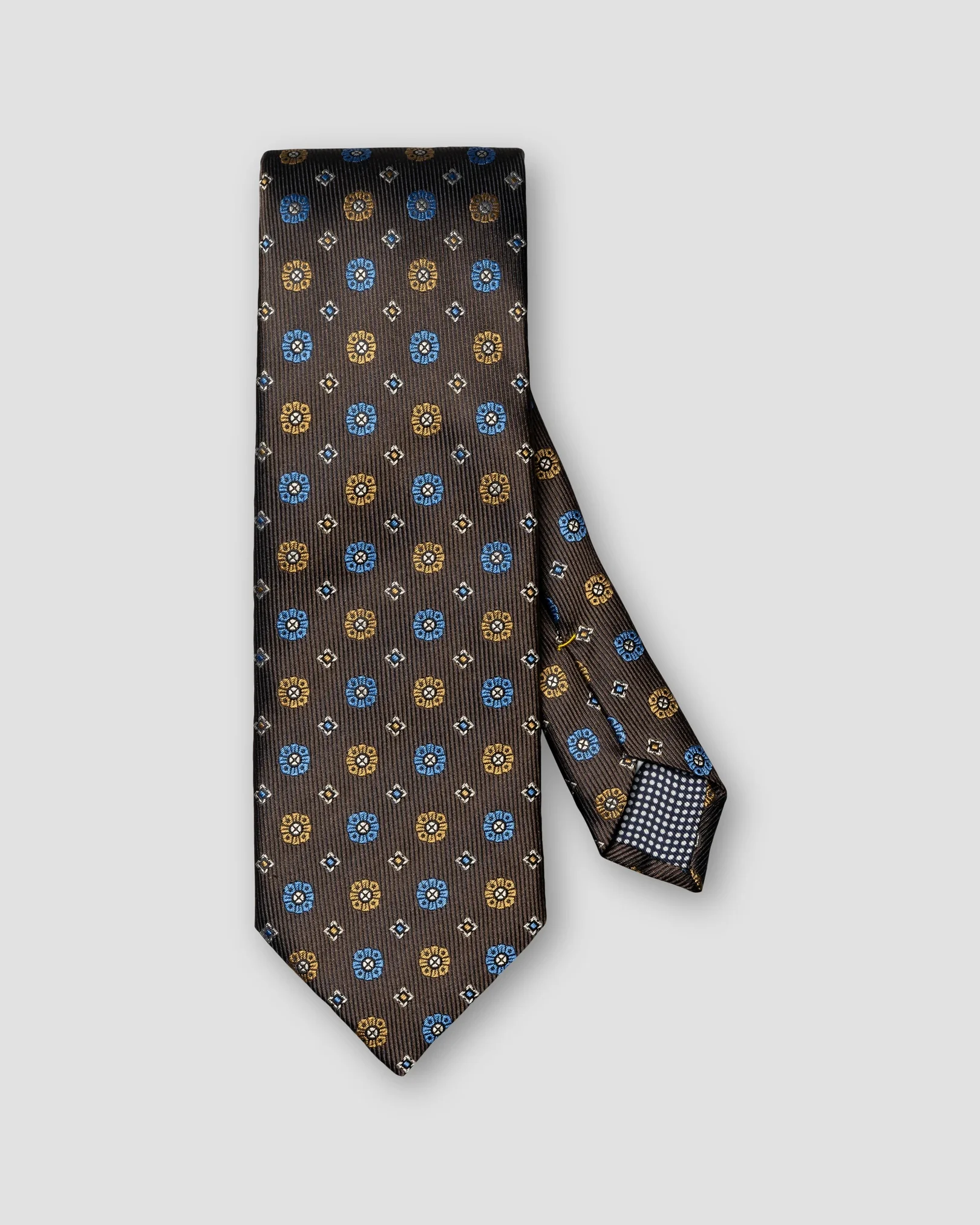 Eton - geometric woven silk tie dark brown geometric woven silk tie