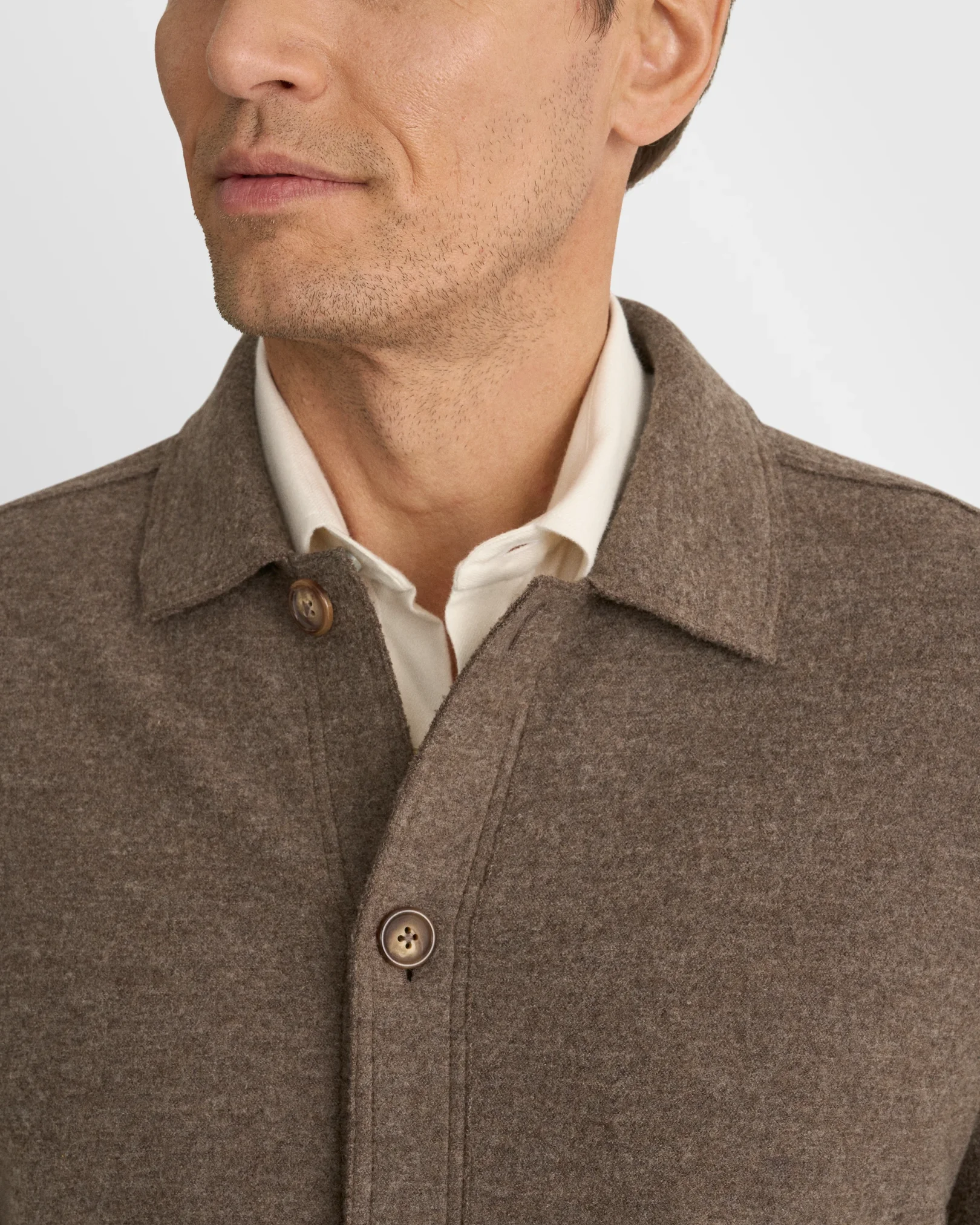Eton - brown boiled wool cotton shirt jacket