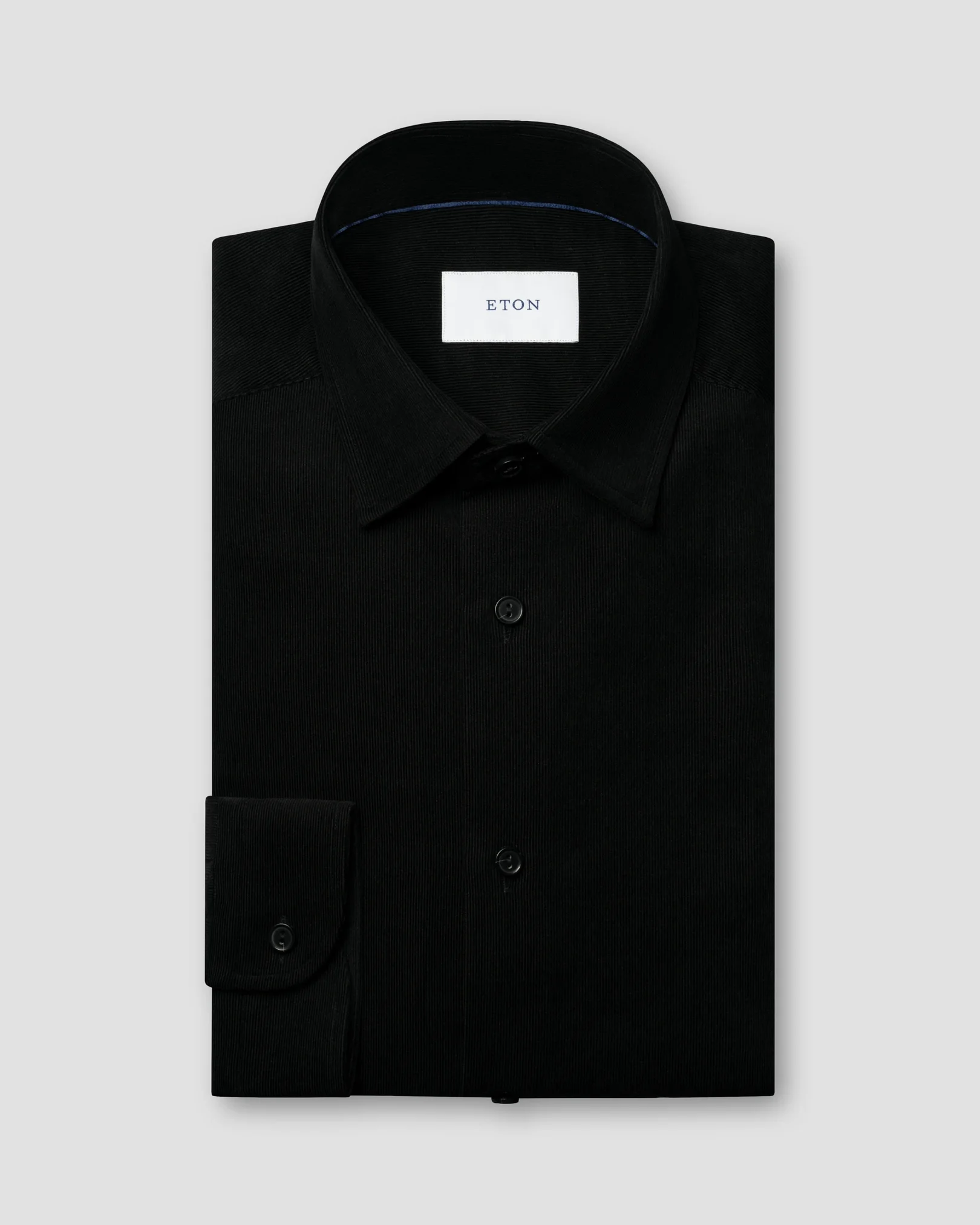Eton - solid corduroy shirt black