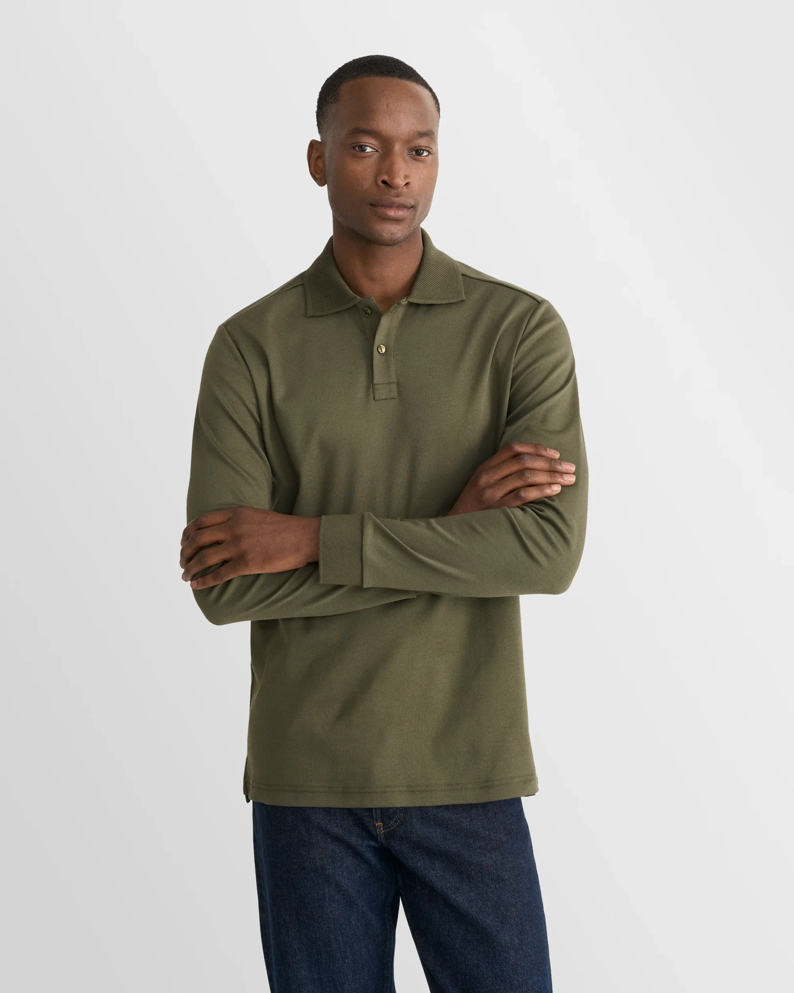 Eton - dark green interlock polo shirt