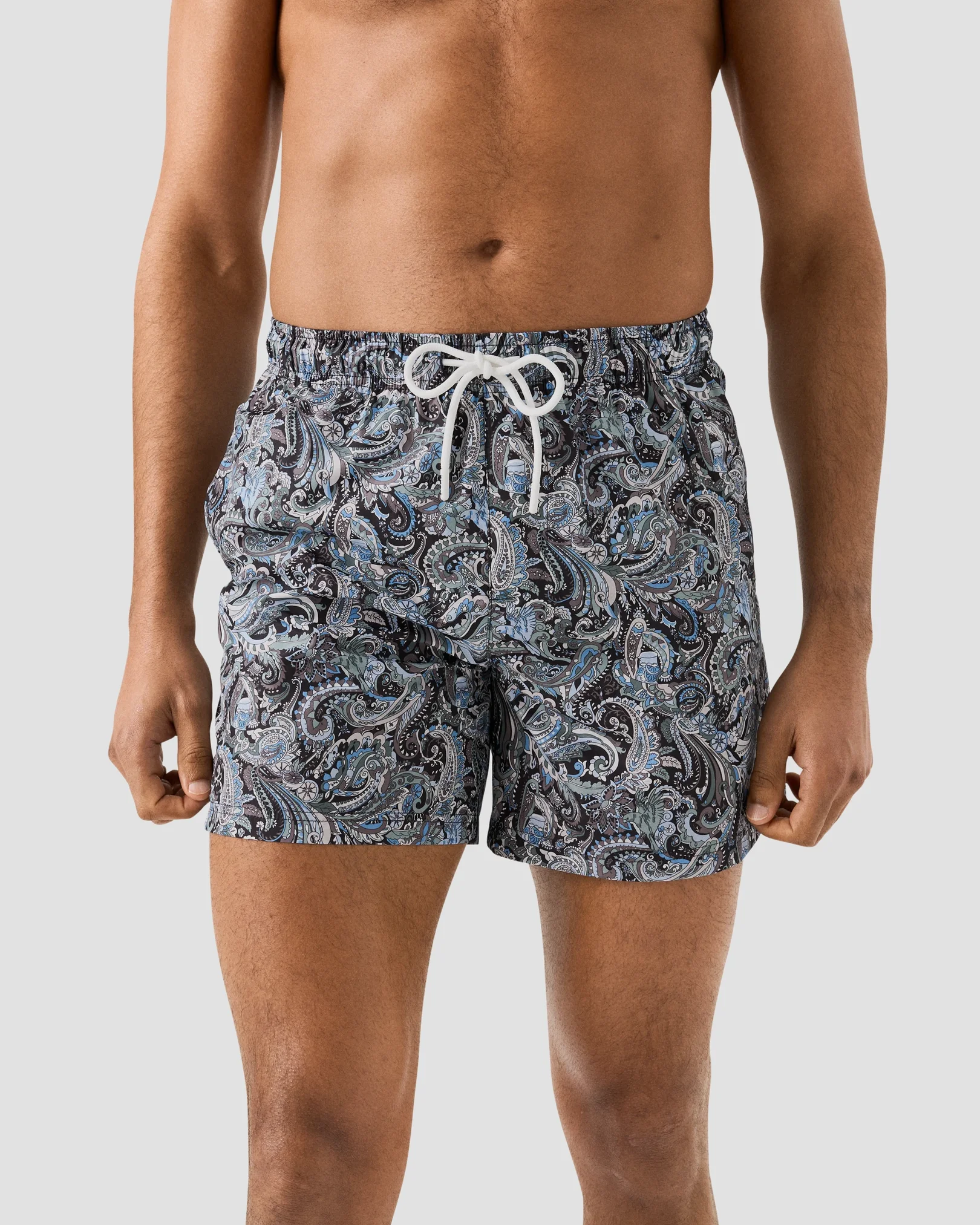 Eton - dark blue paisley swim shorts