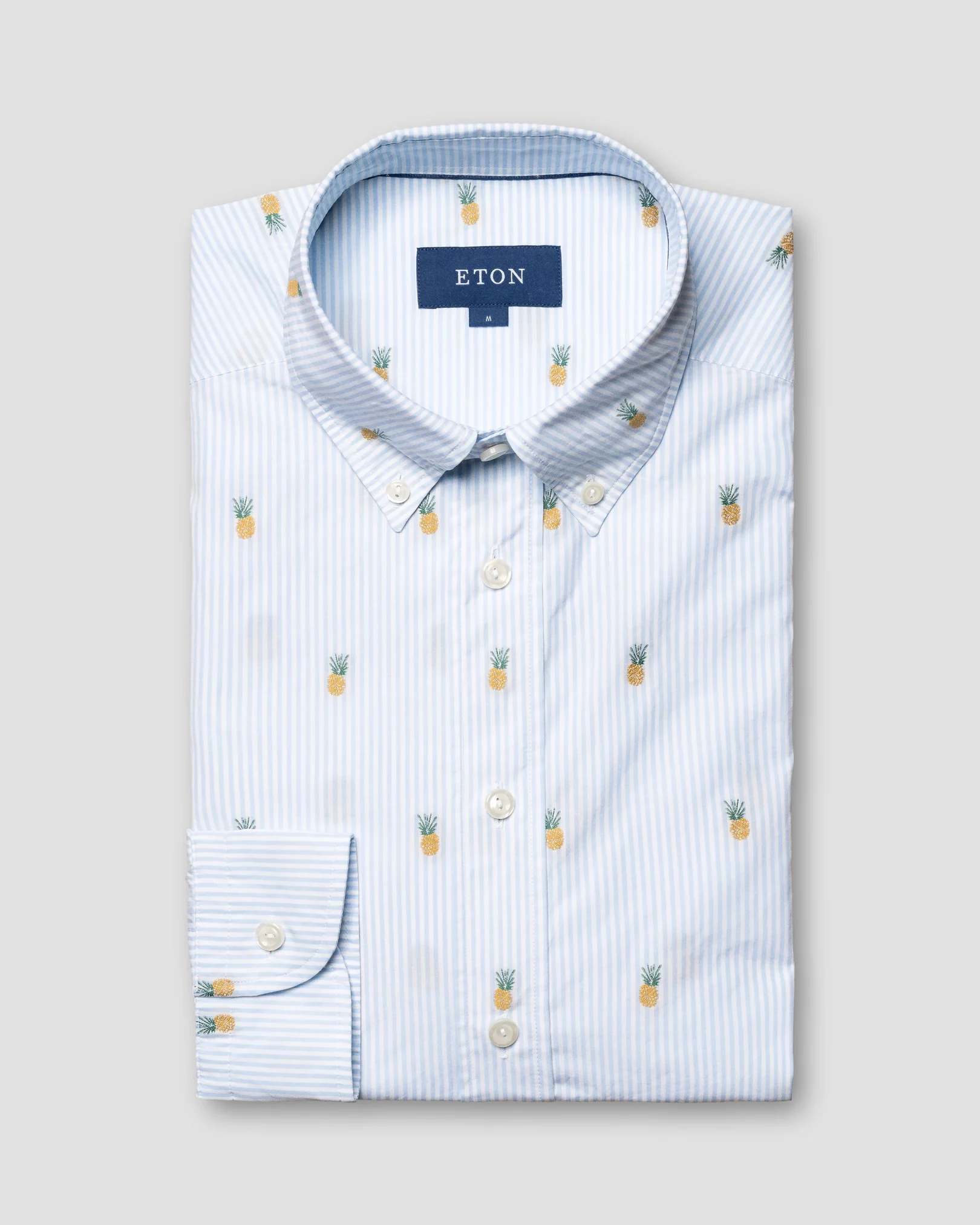 Light Blue Pineapple Print Fil Coupé Shirt