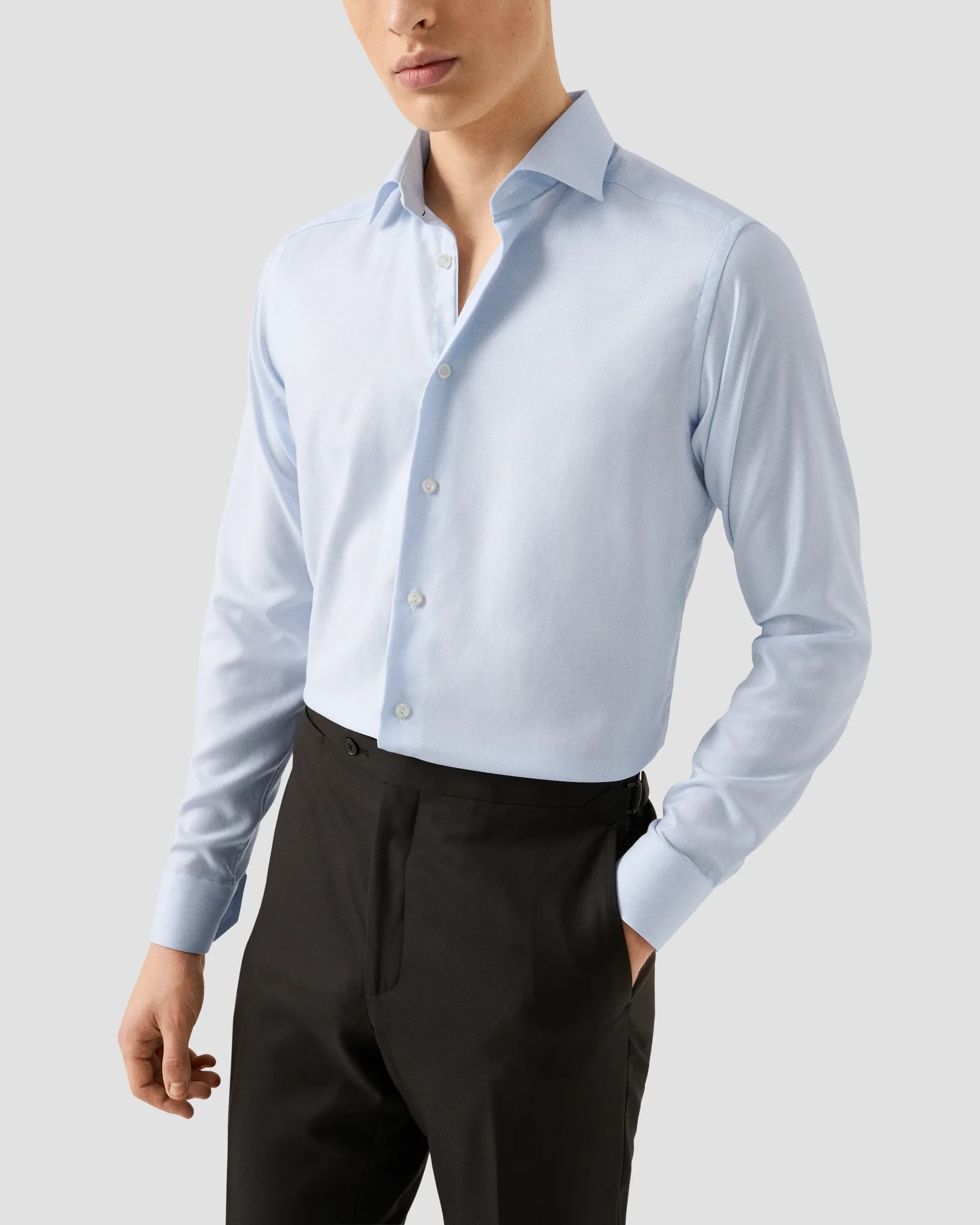 Eton - Chemise en sergé fin mélangé