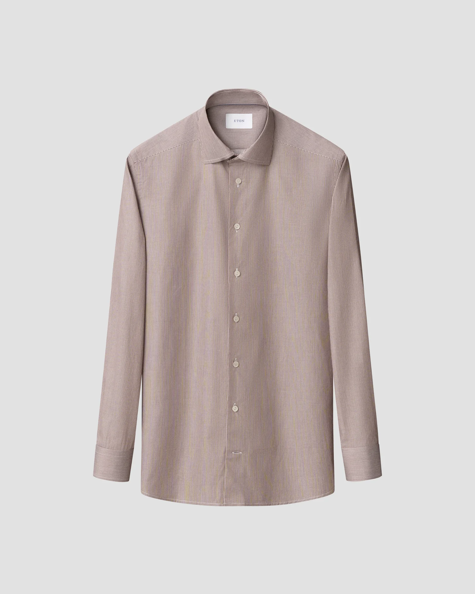 Eton - dark red striped fine twill shirt