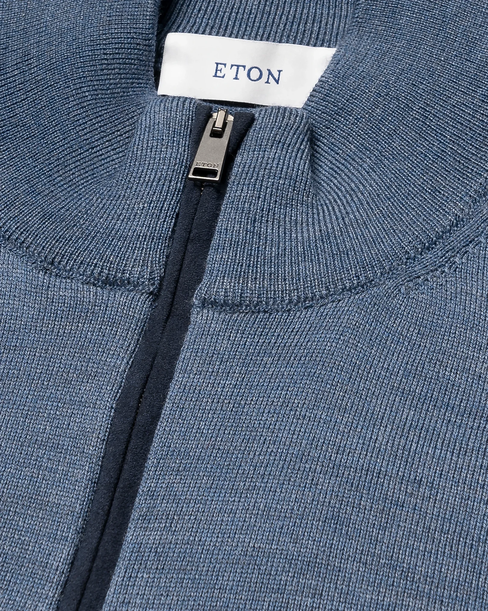 Eton - light blue merino quarter zip knit sweater