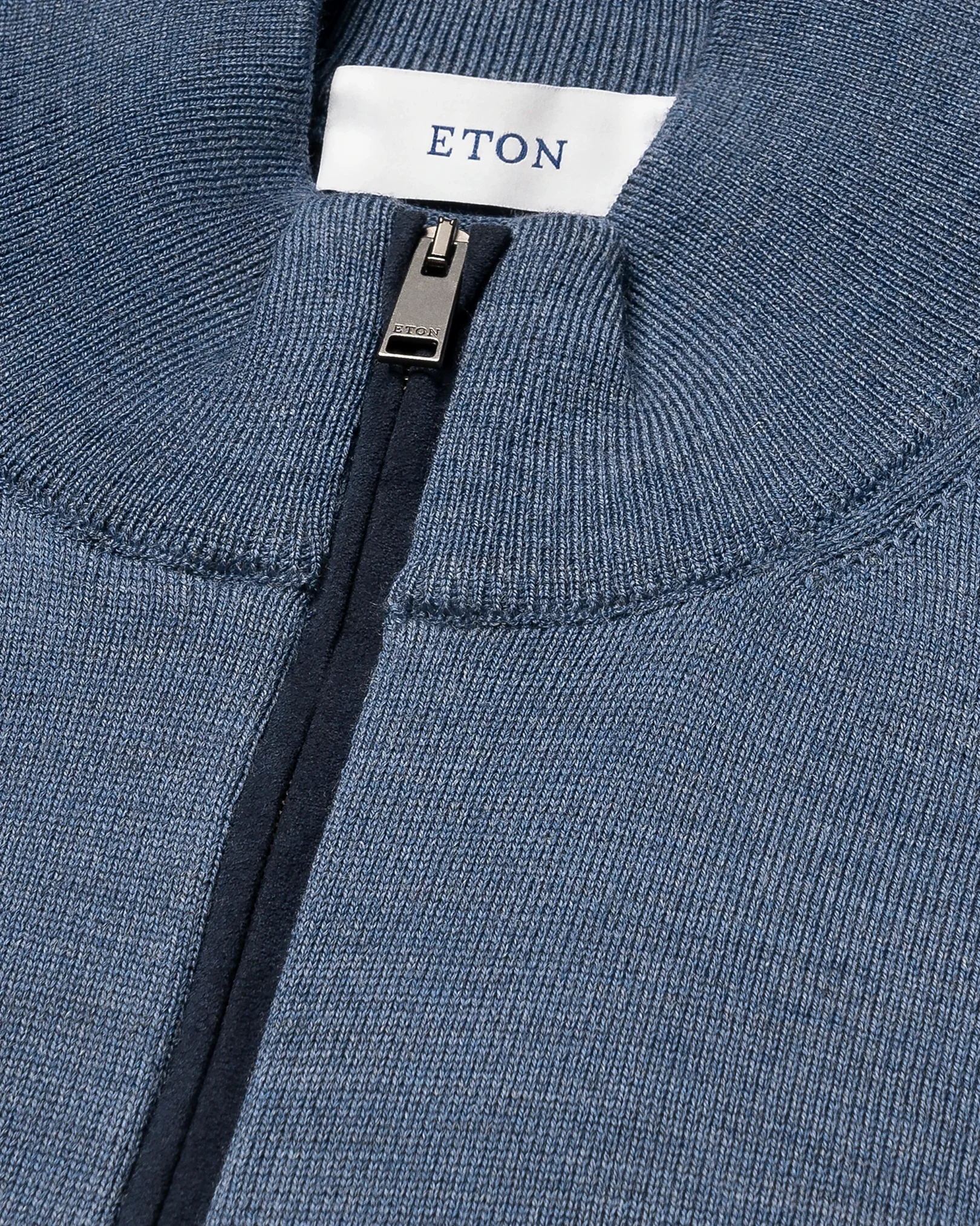Eton - light blue merino quarter zip knit sweater