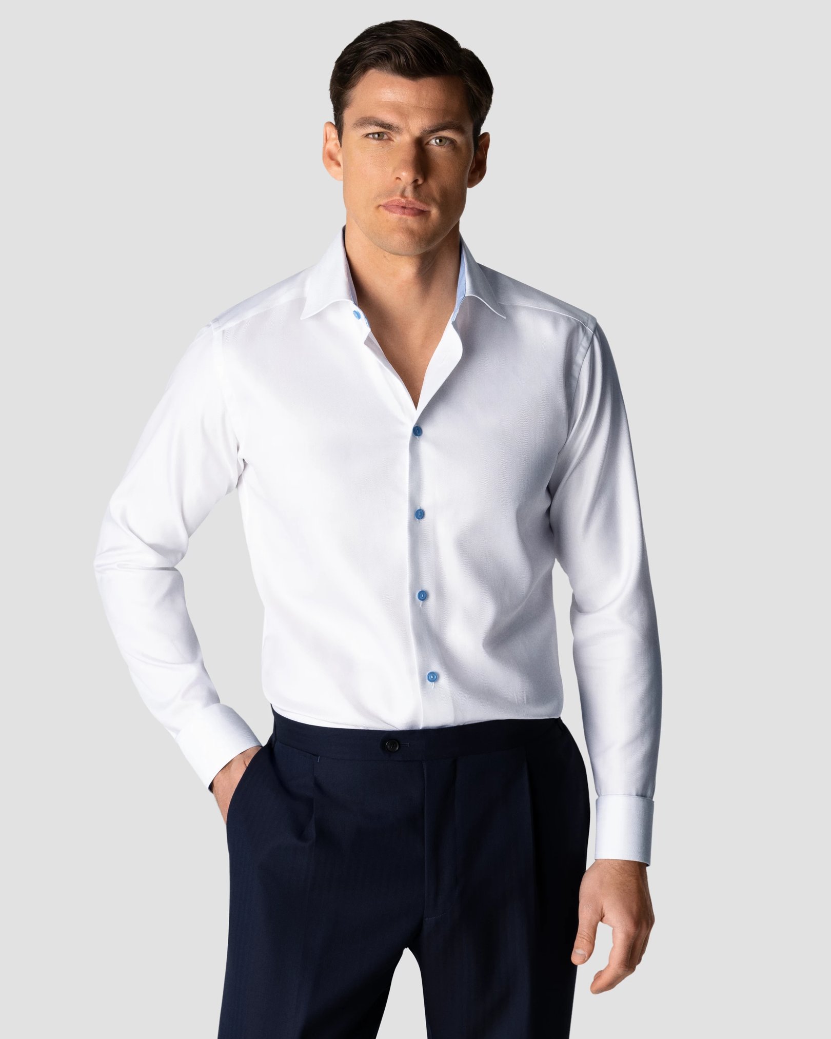 Eton - white signature twill cut ss