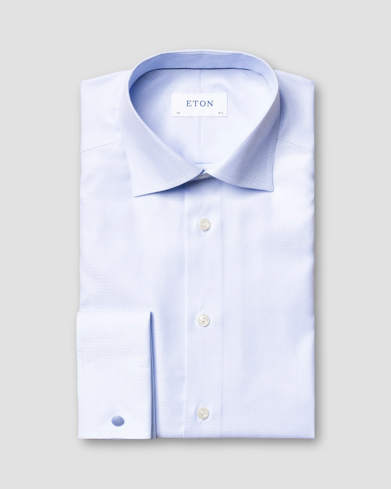 Eton - blue micro weave twill shirt french cuffs