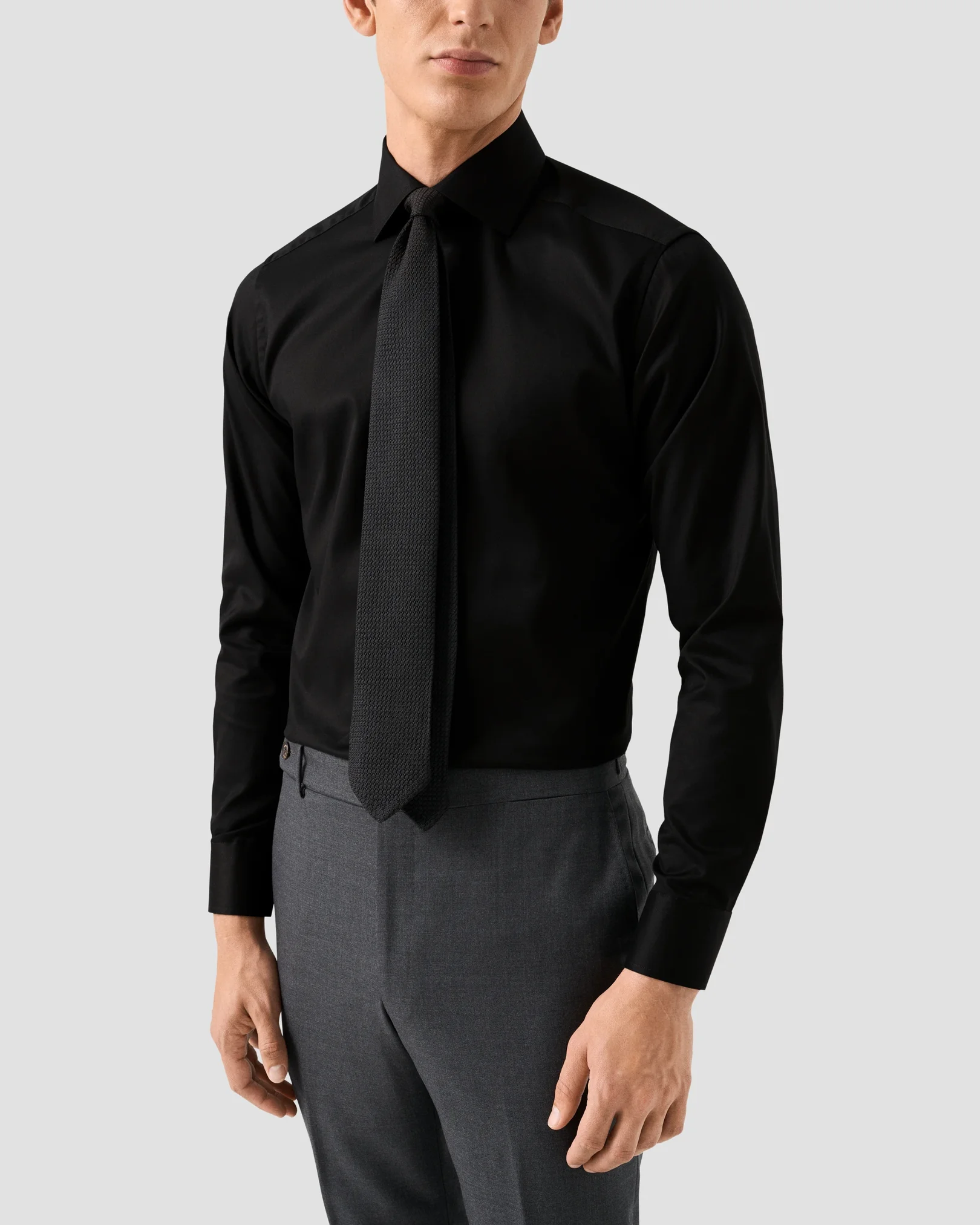 Eton - black solid signature twill shirt