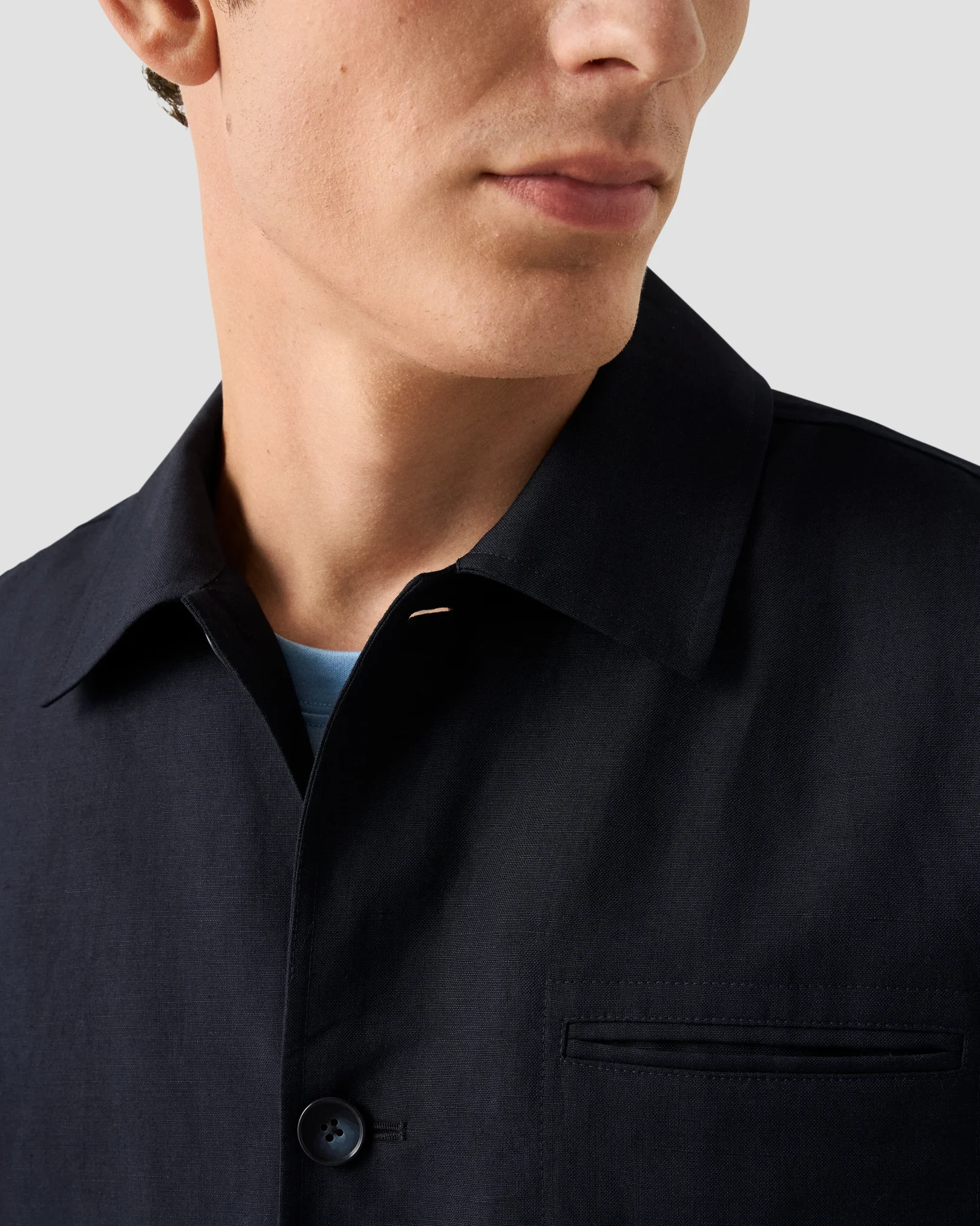 Eton - dark blue wool linen chore overshirt