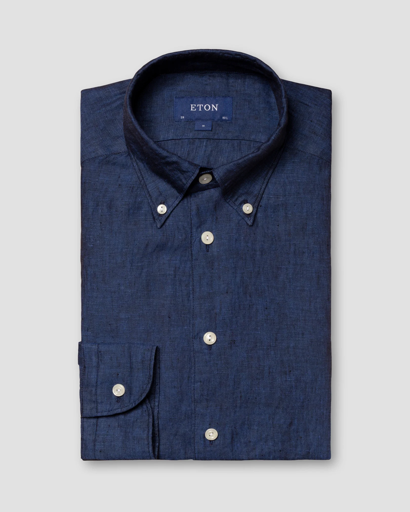 Eton - blue linen shirt button down collar
