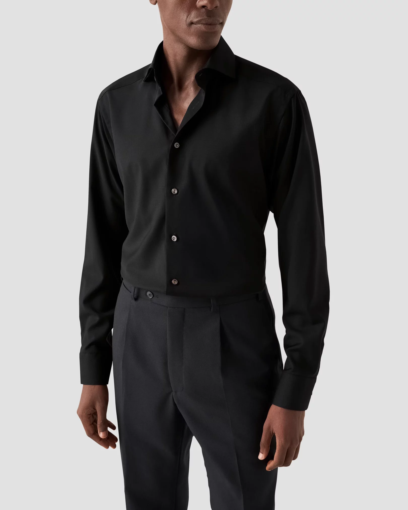 Black Merino Wool Shirt - Eton