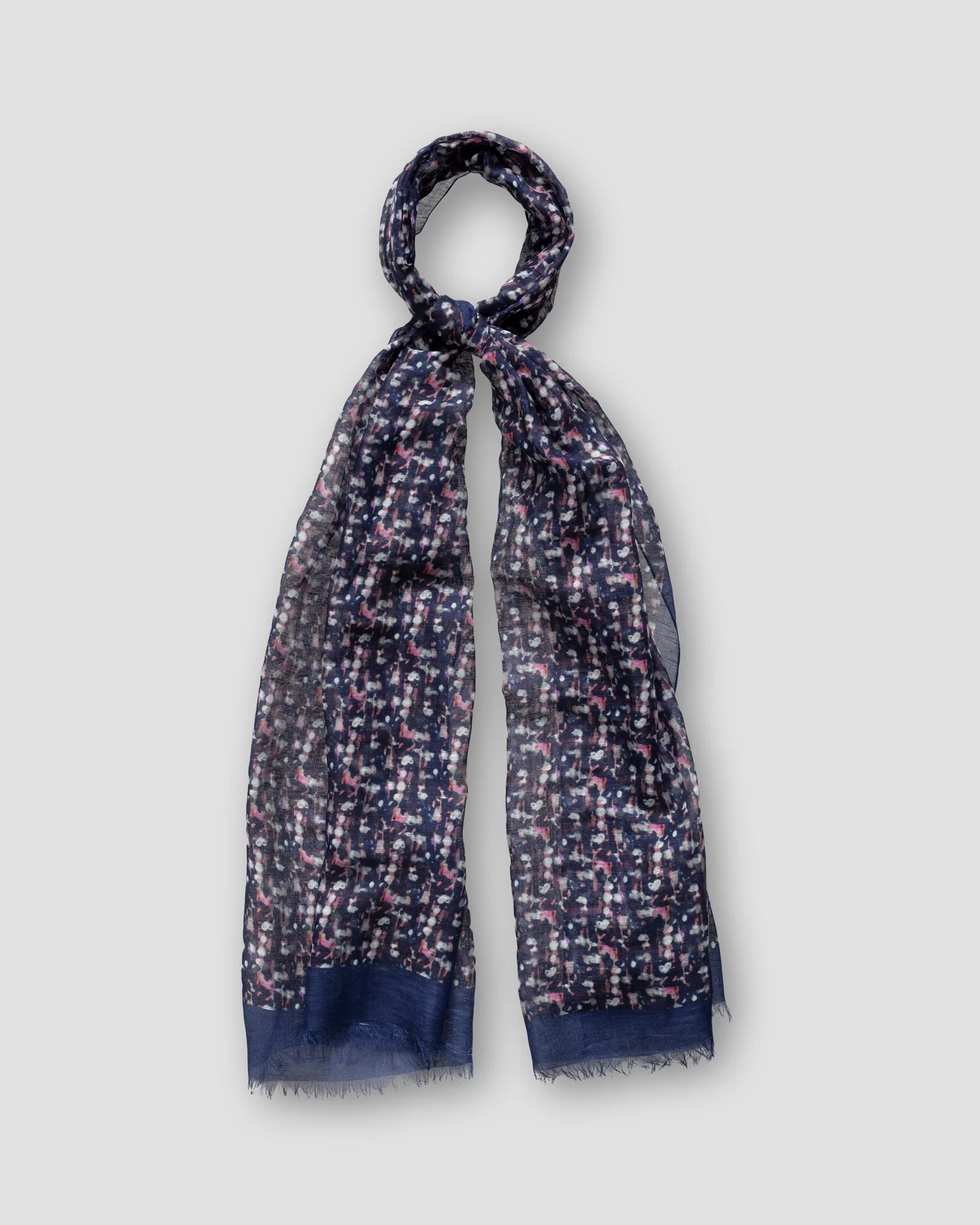 Eton - dark blue abstract print cotton linen scarf