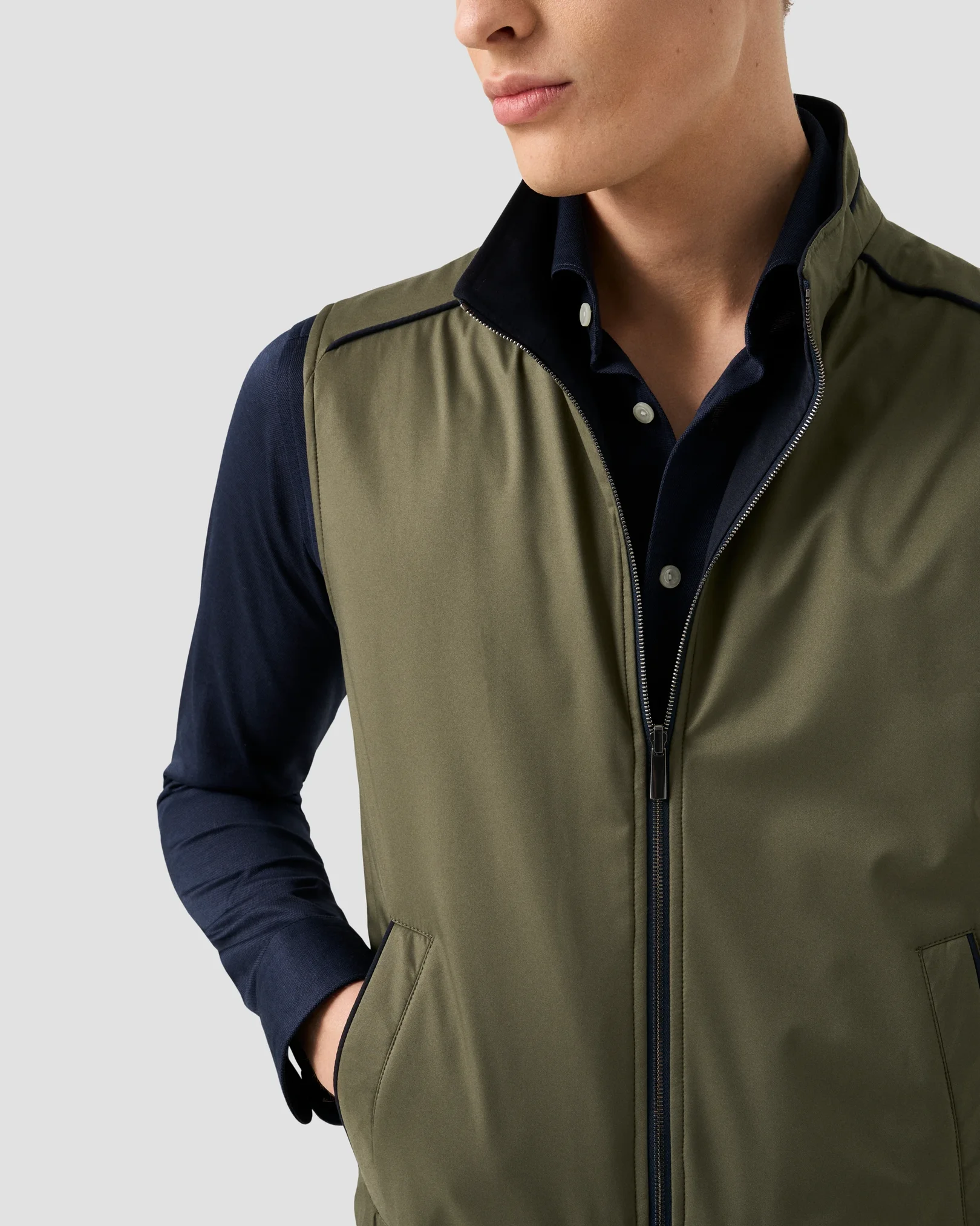 Eton - filo di scozia knit shirt navy