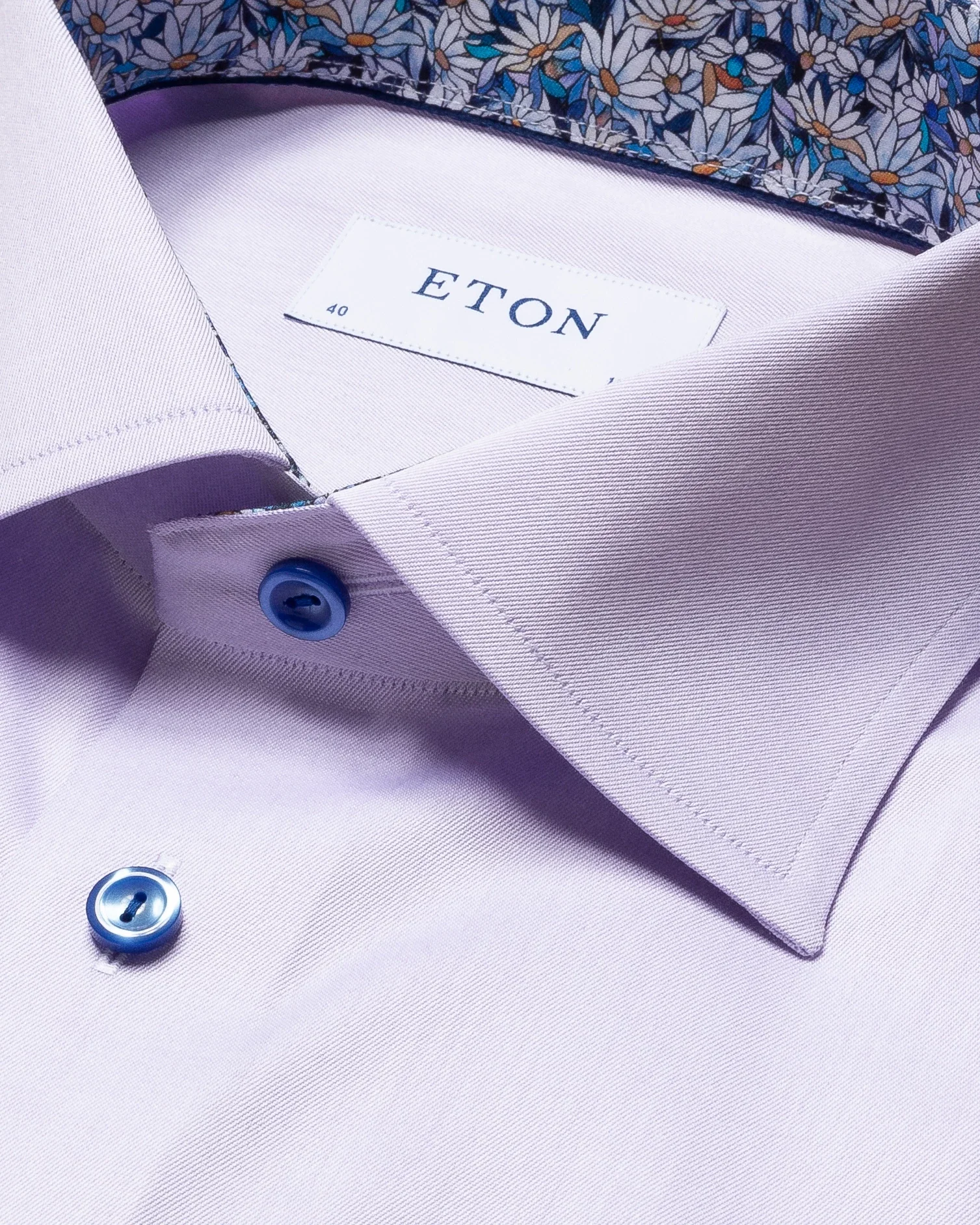 Eton - pink signature twill shirt printed details