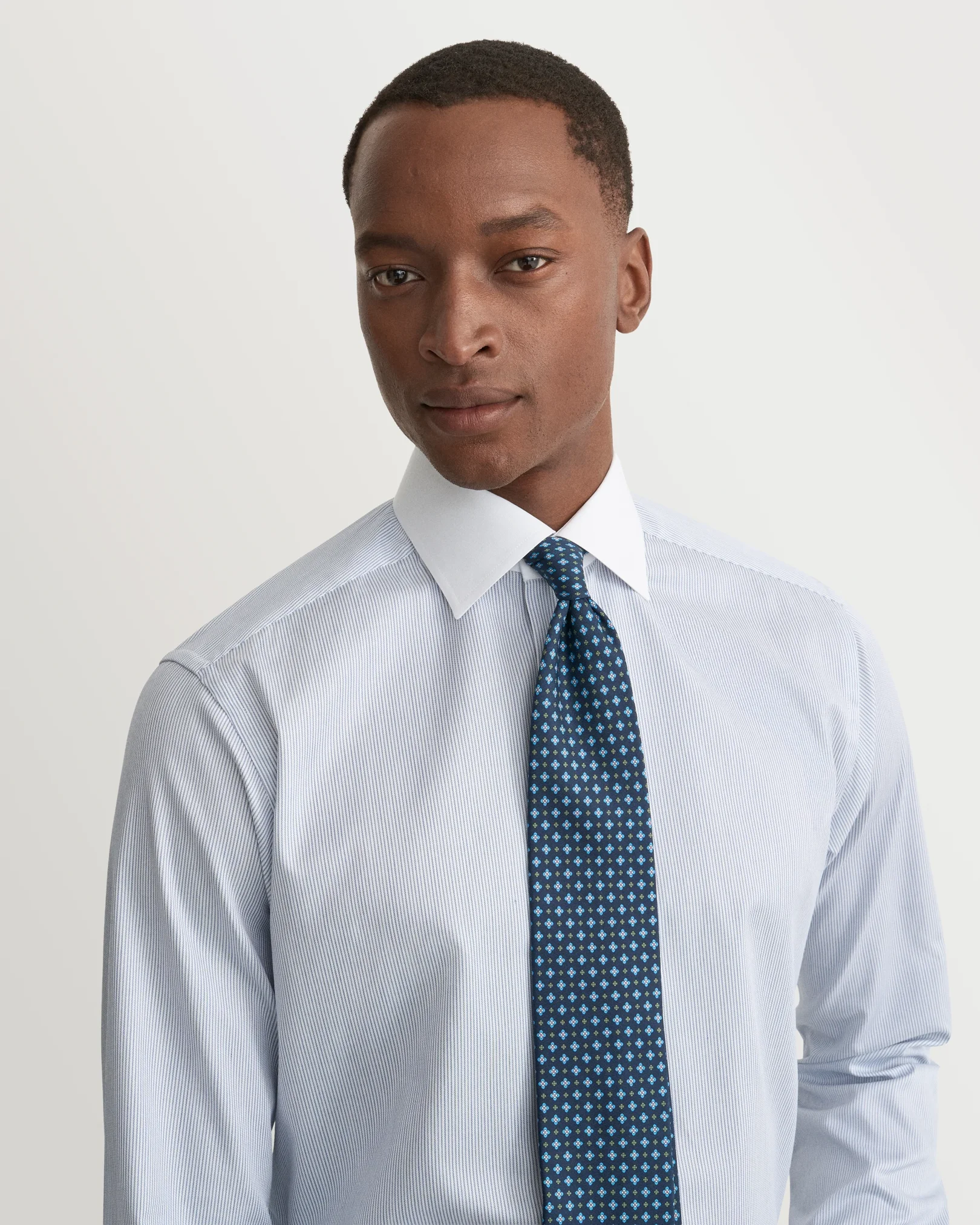 Eton - Fine Striped White Collar Signature Twill Shirt