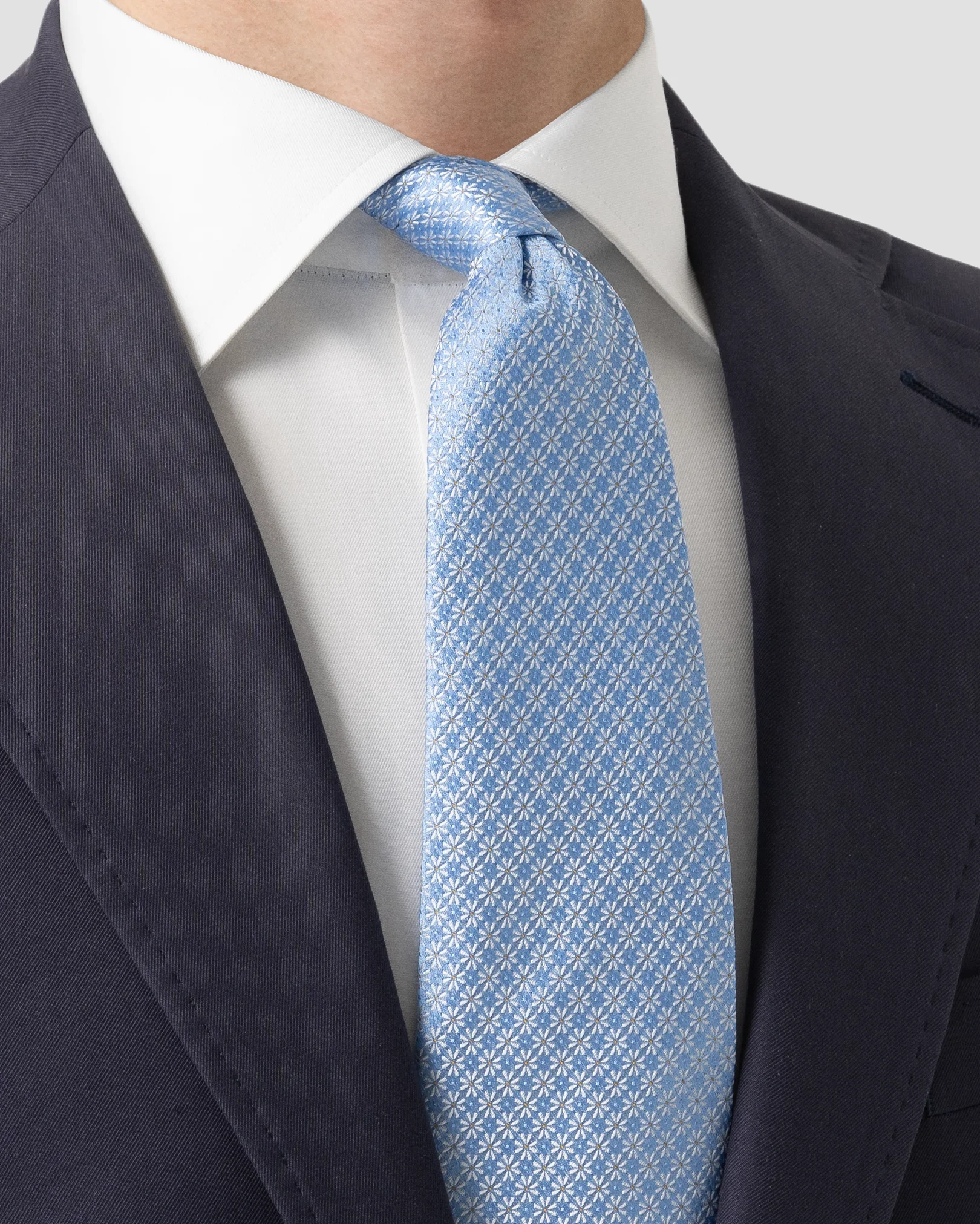 Eton - light blue micro floral tie