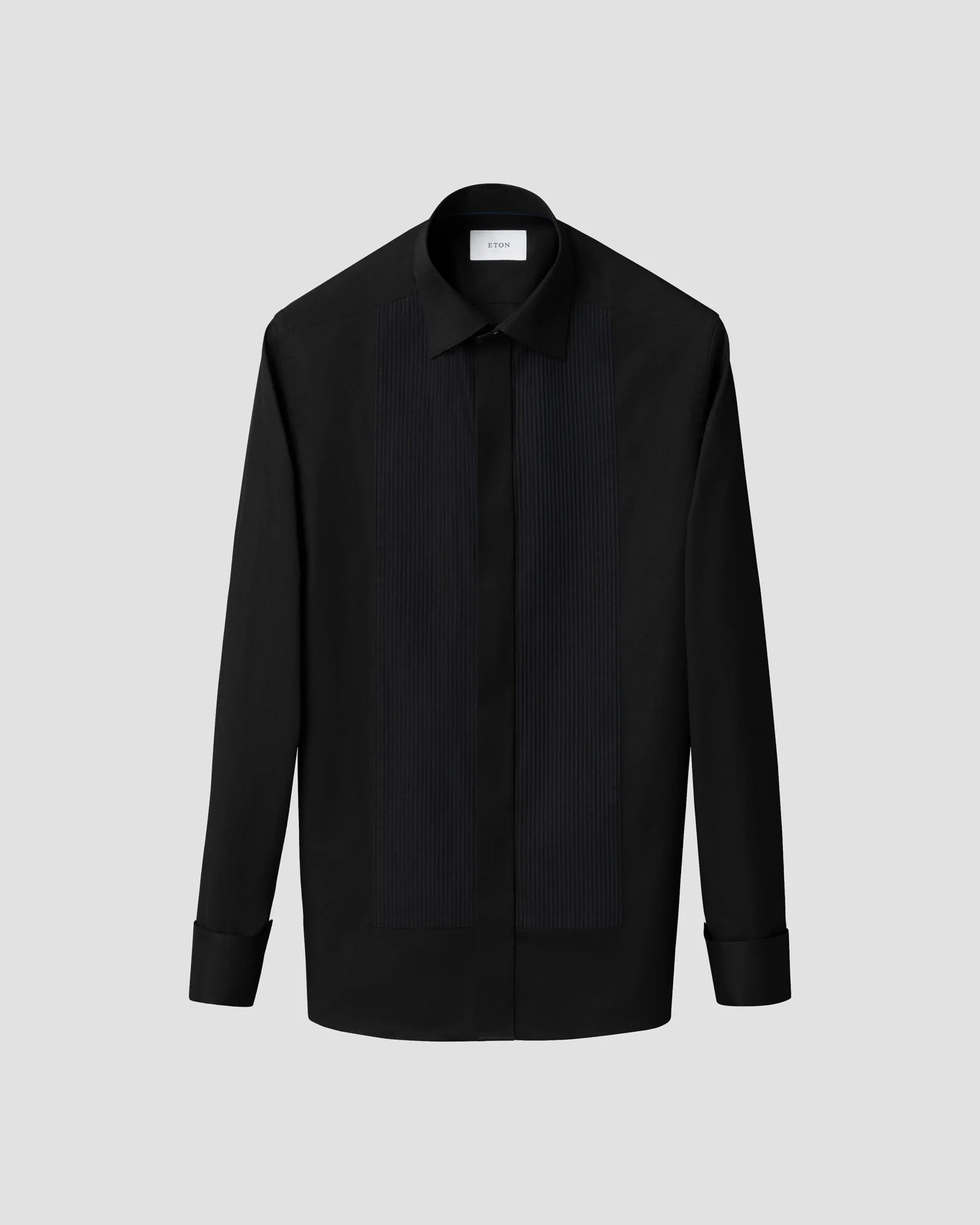 Eton - plisse bib front shirt black plisse bib front shirt