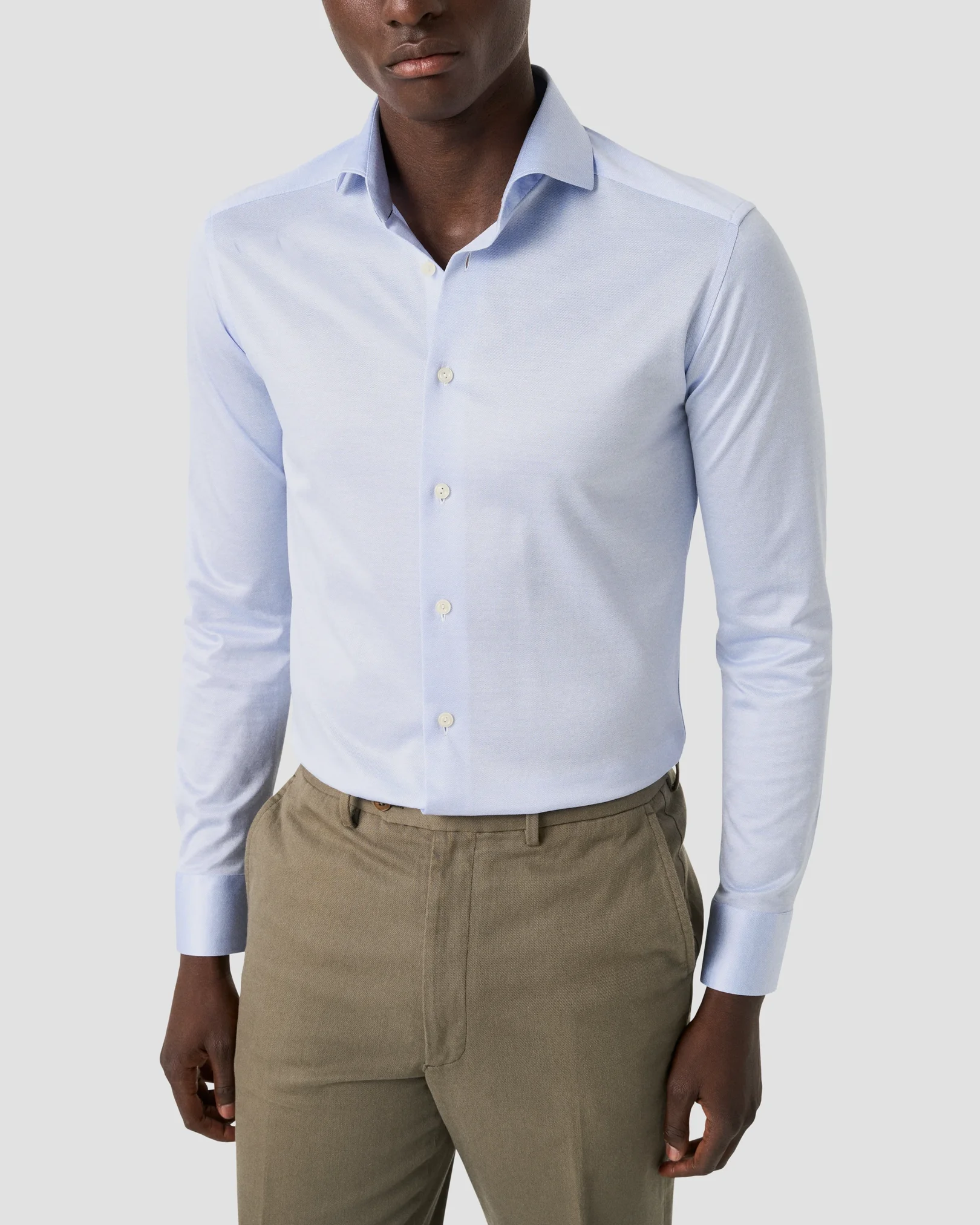 Eton - light blue filo di scozia knit shirt