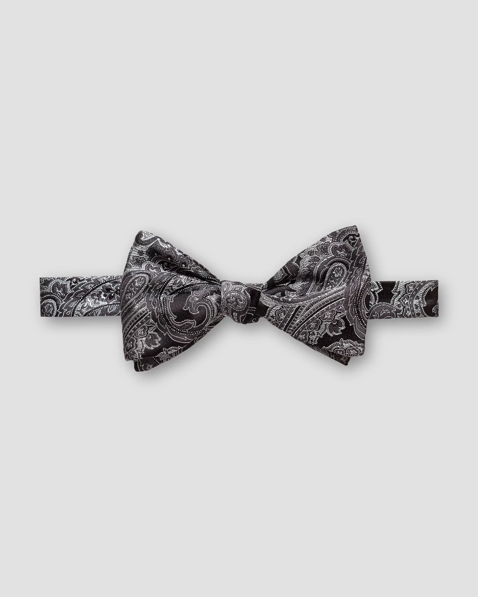 Eton - black paisley bow tie self tied