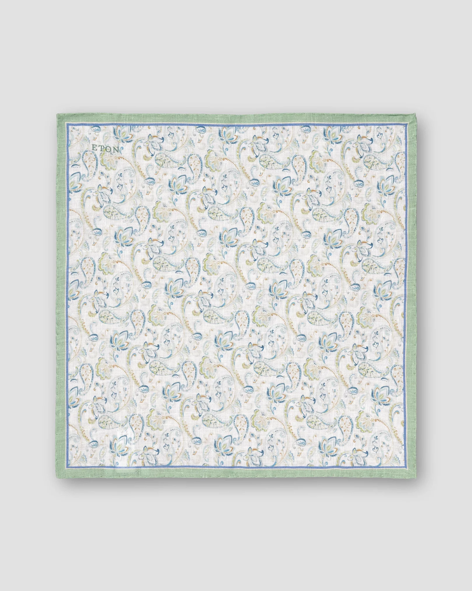 Eton - light green paisley linen pocket square