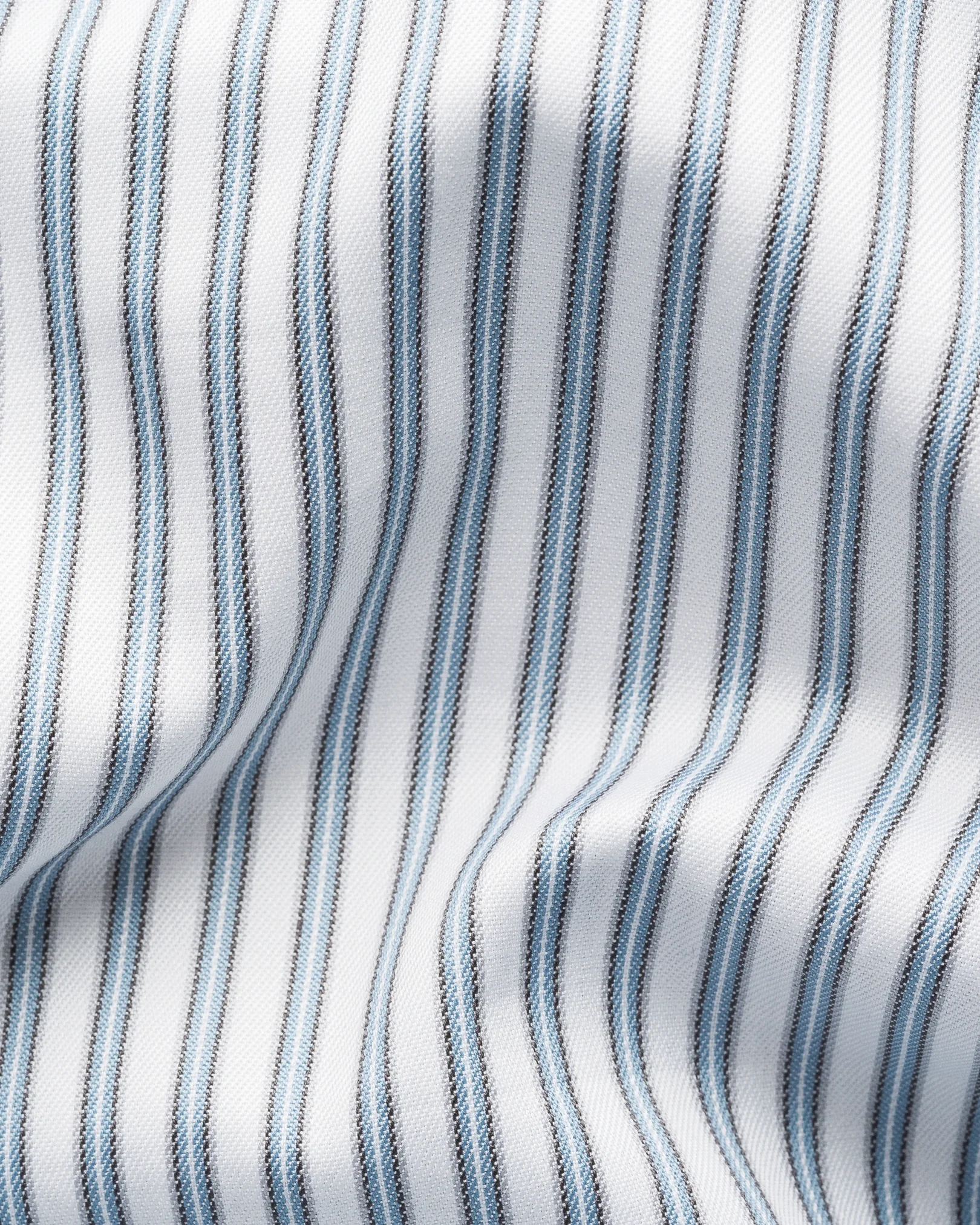 Eton - light blue white collar striped signature twill shirt
