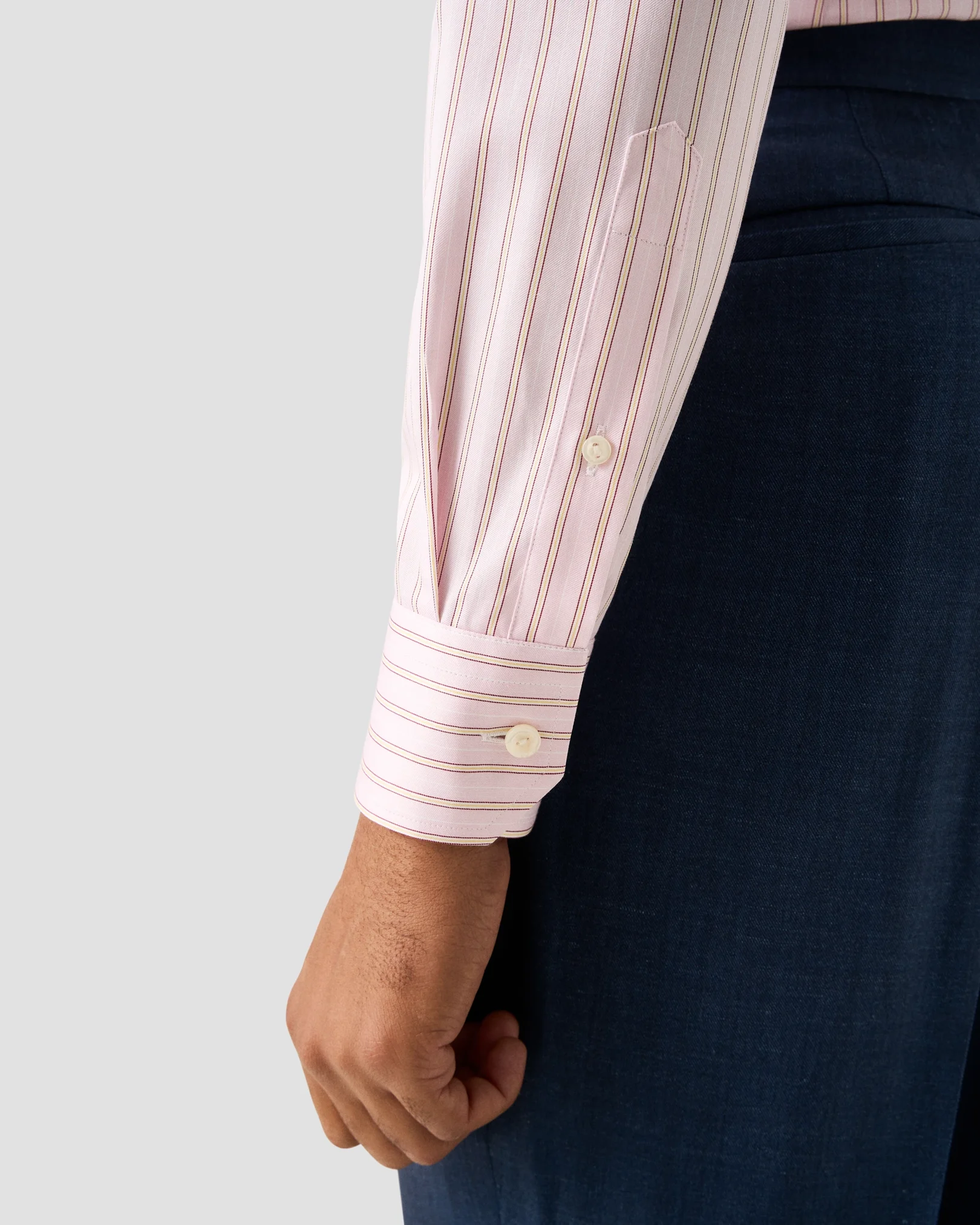Eton - striped white collar signature twill shirt cut away single