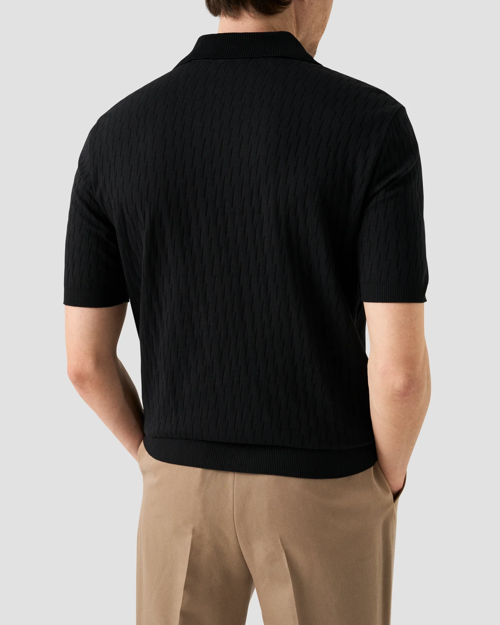 Eton - jacquard open collar polo shirt