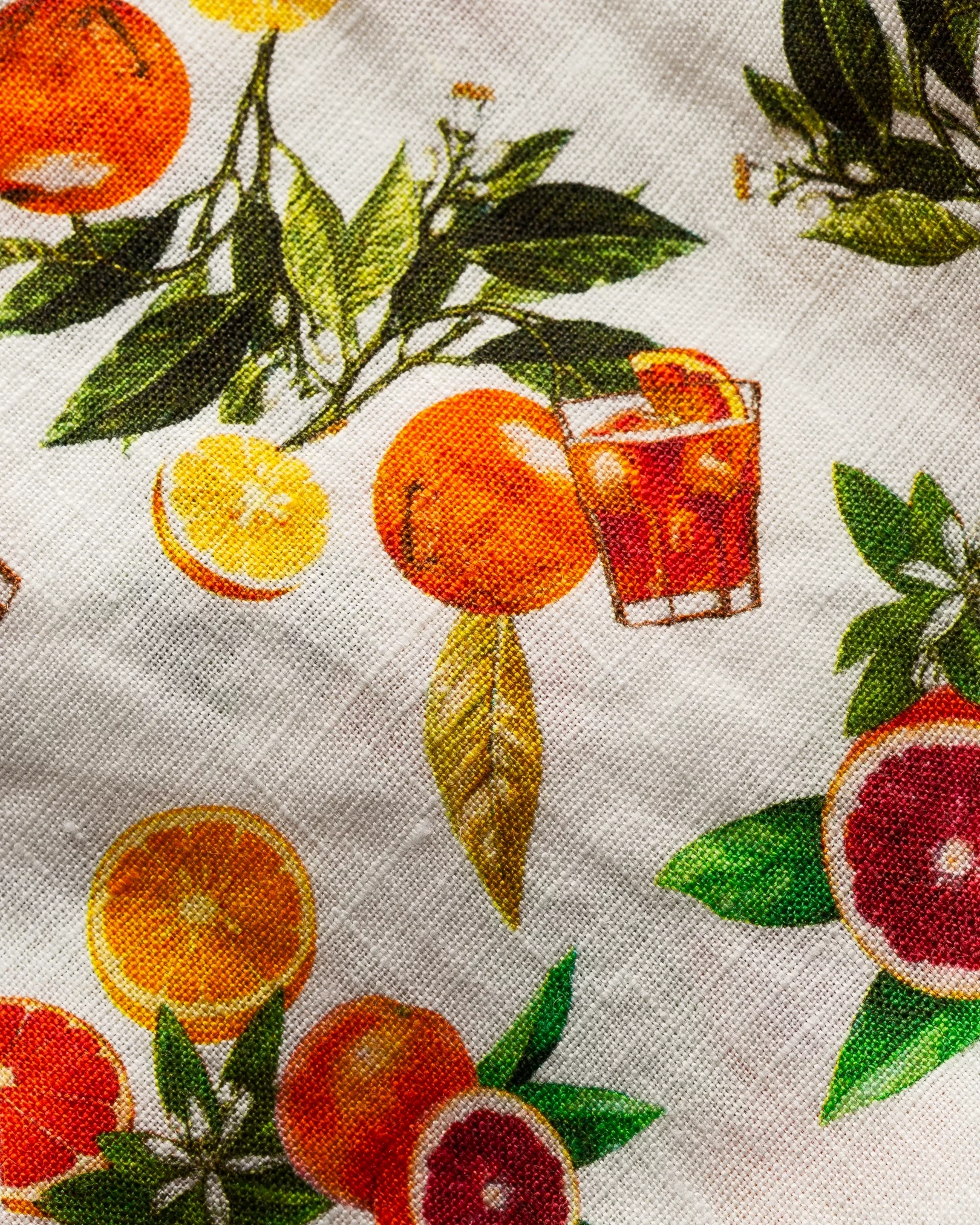 Eton - orange juice print linen shirt