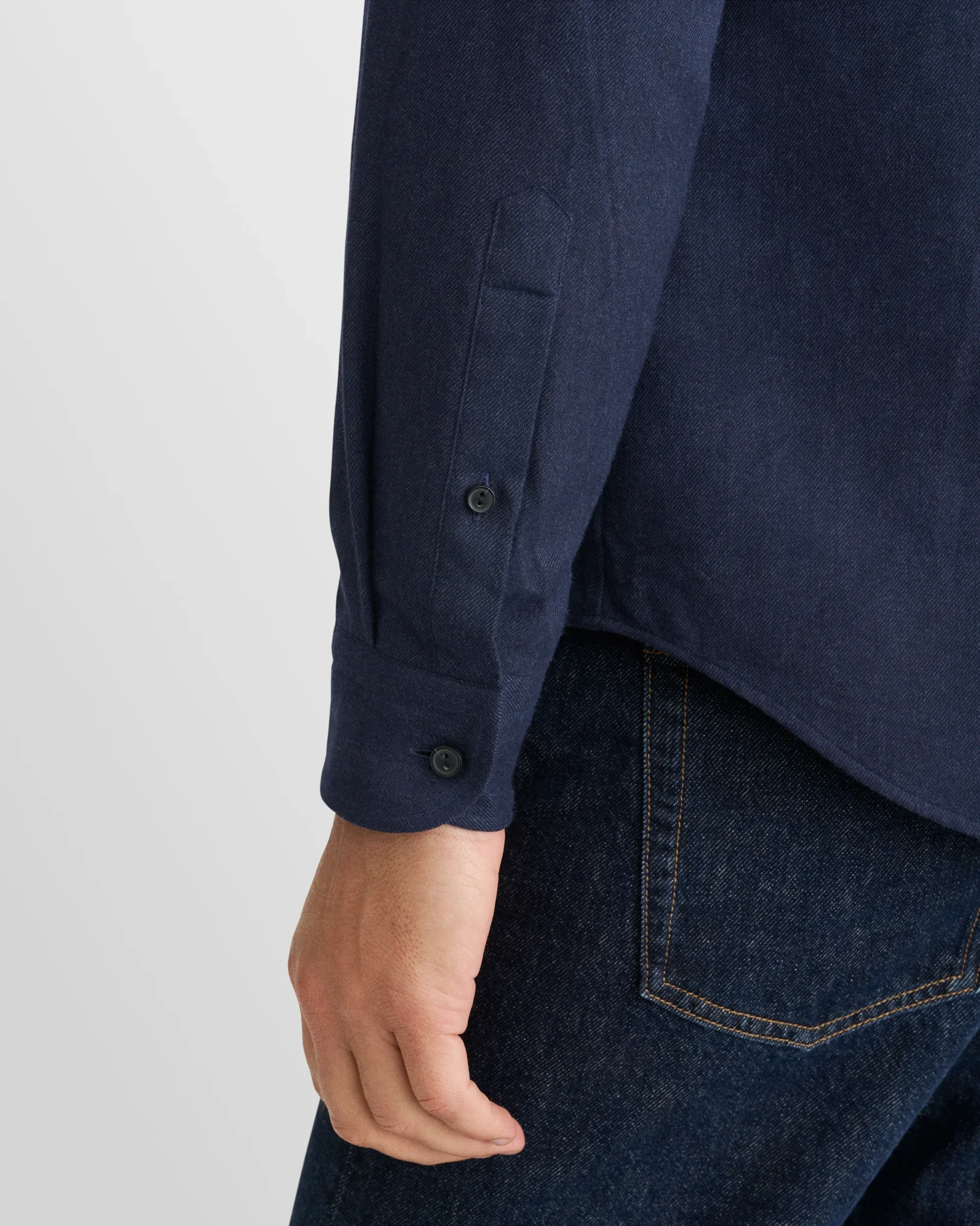 Eton - navy blue solid flannel shirt