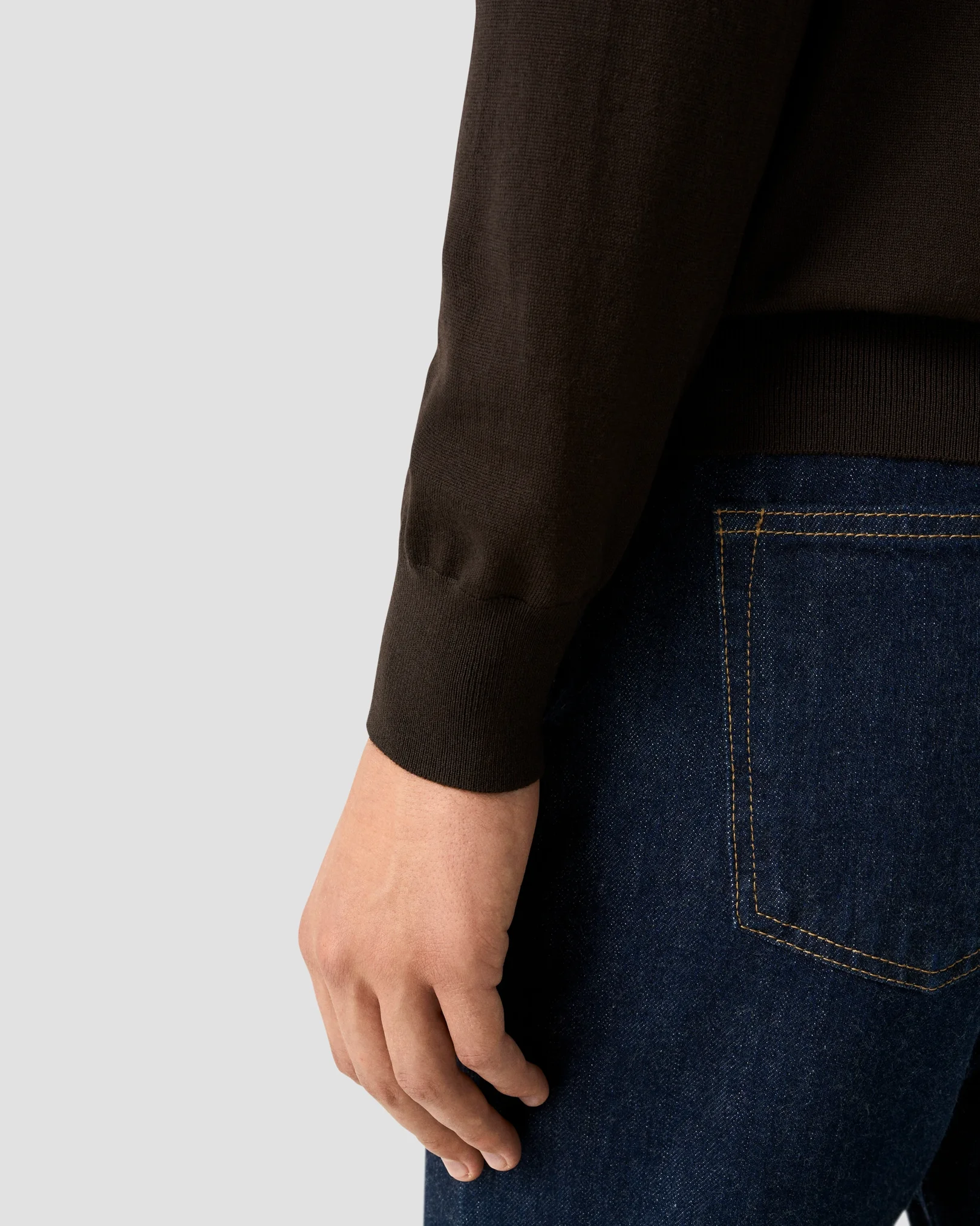 Eton - fine knit merino polo shirt dark