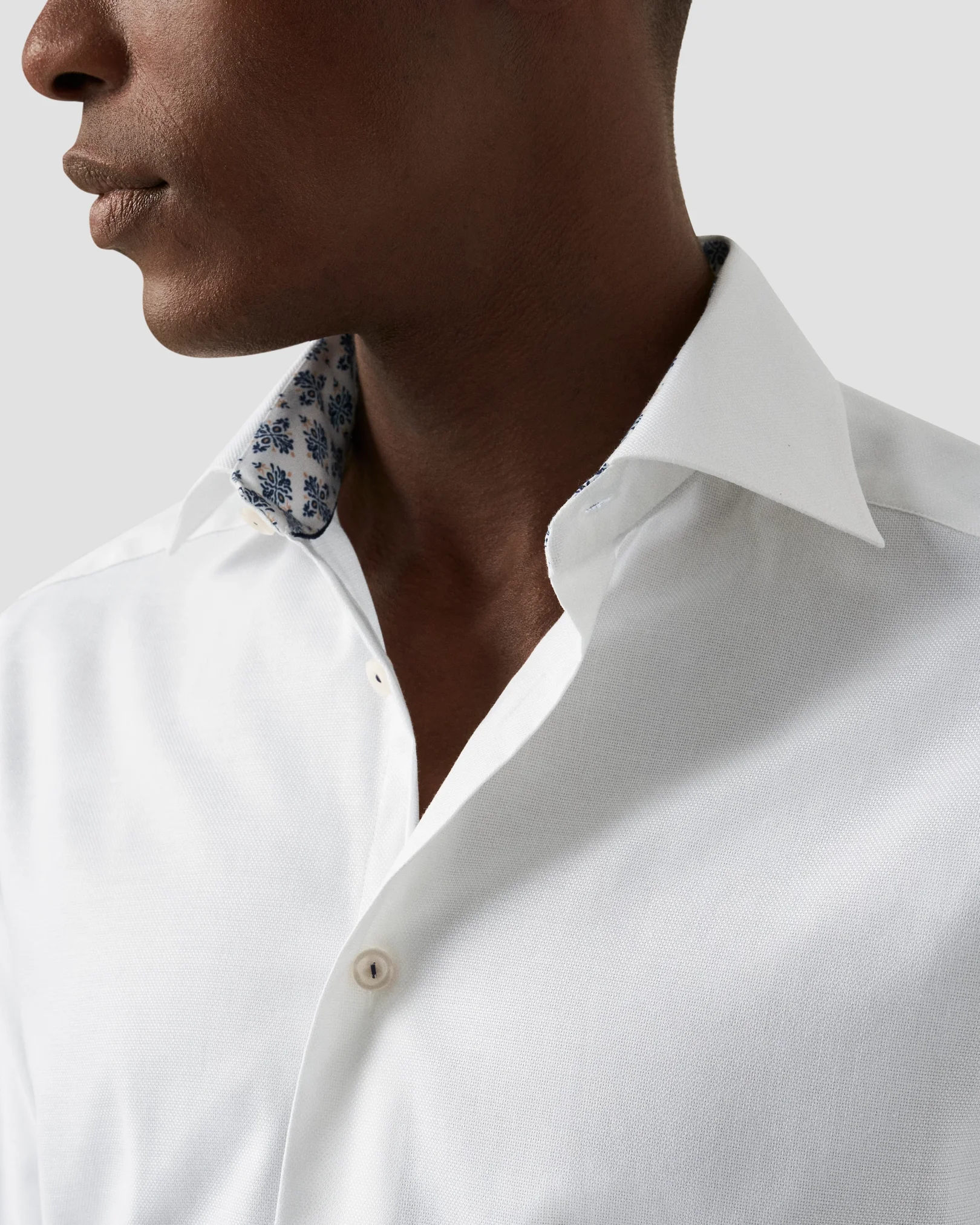 Eton - white twill shirt with special details