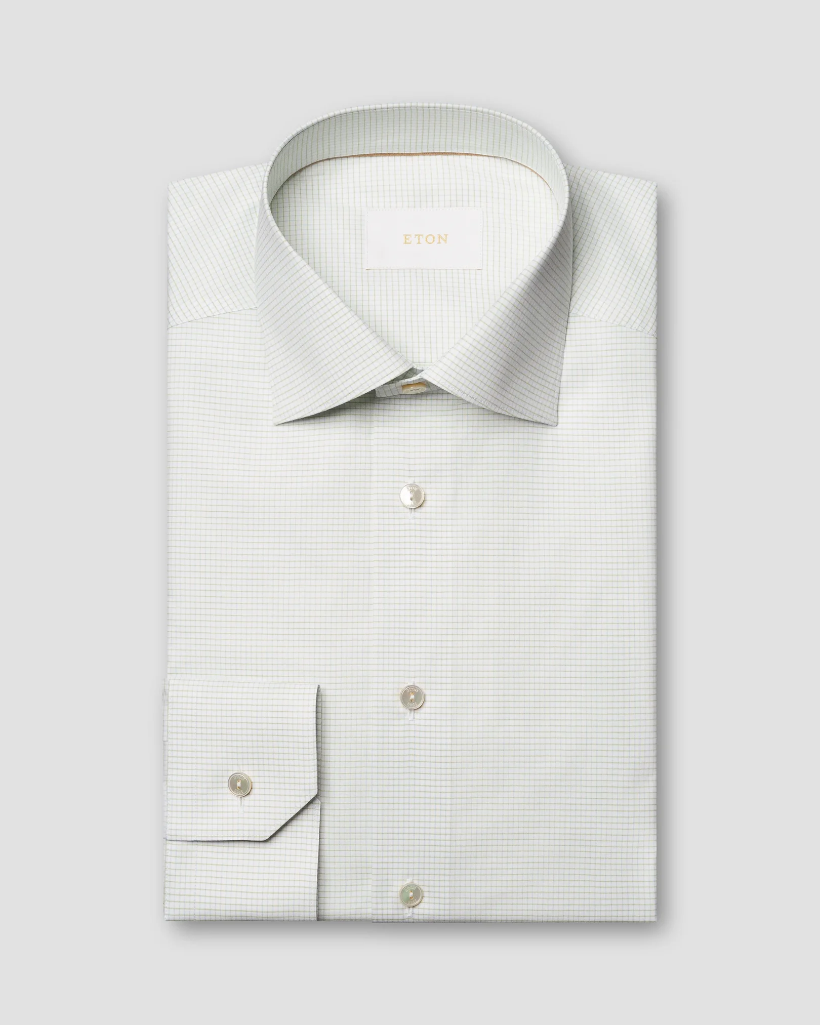 Eton - light green micro check supima 120 shirt