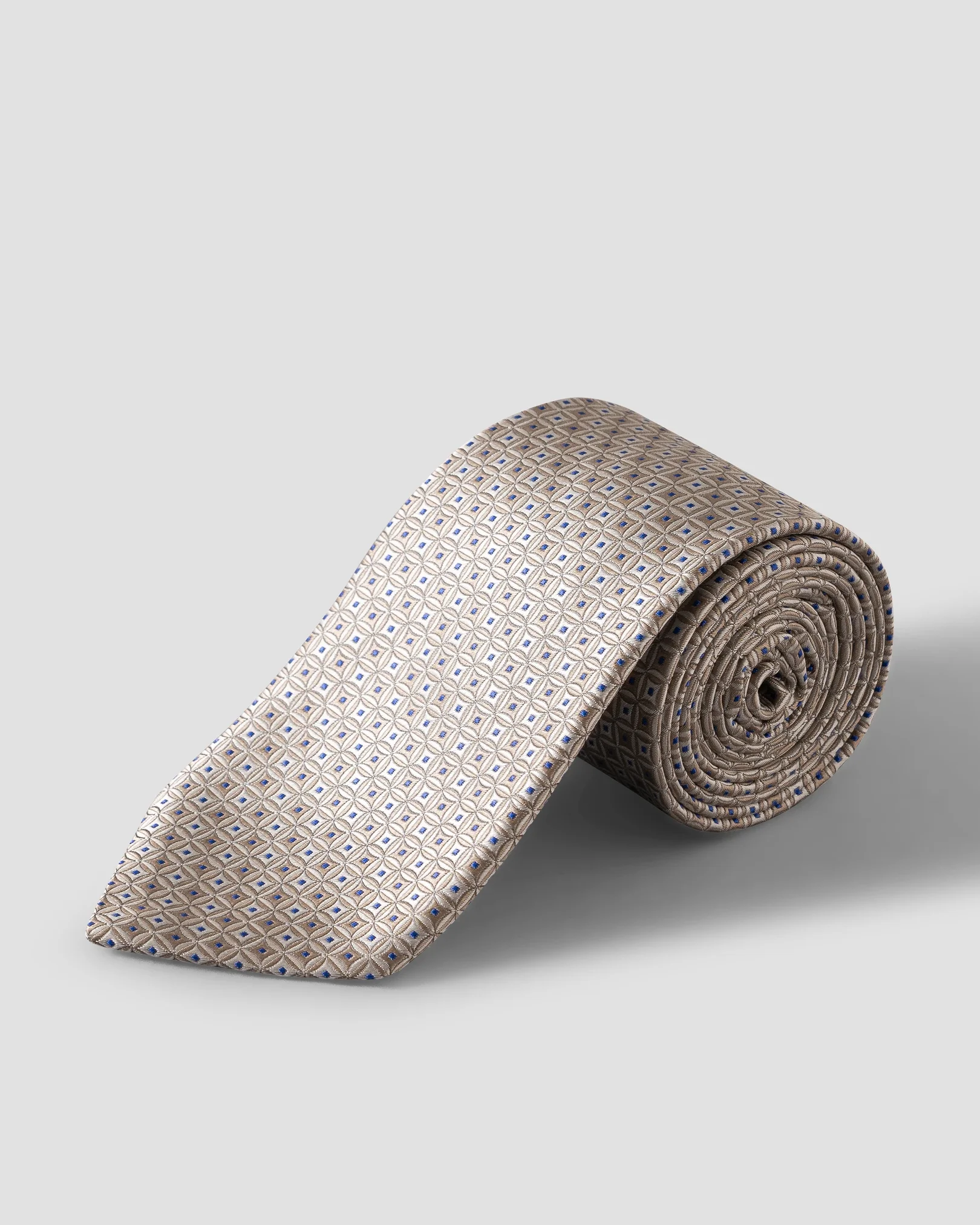 Eton - light grey geometrical woven silk tie