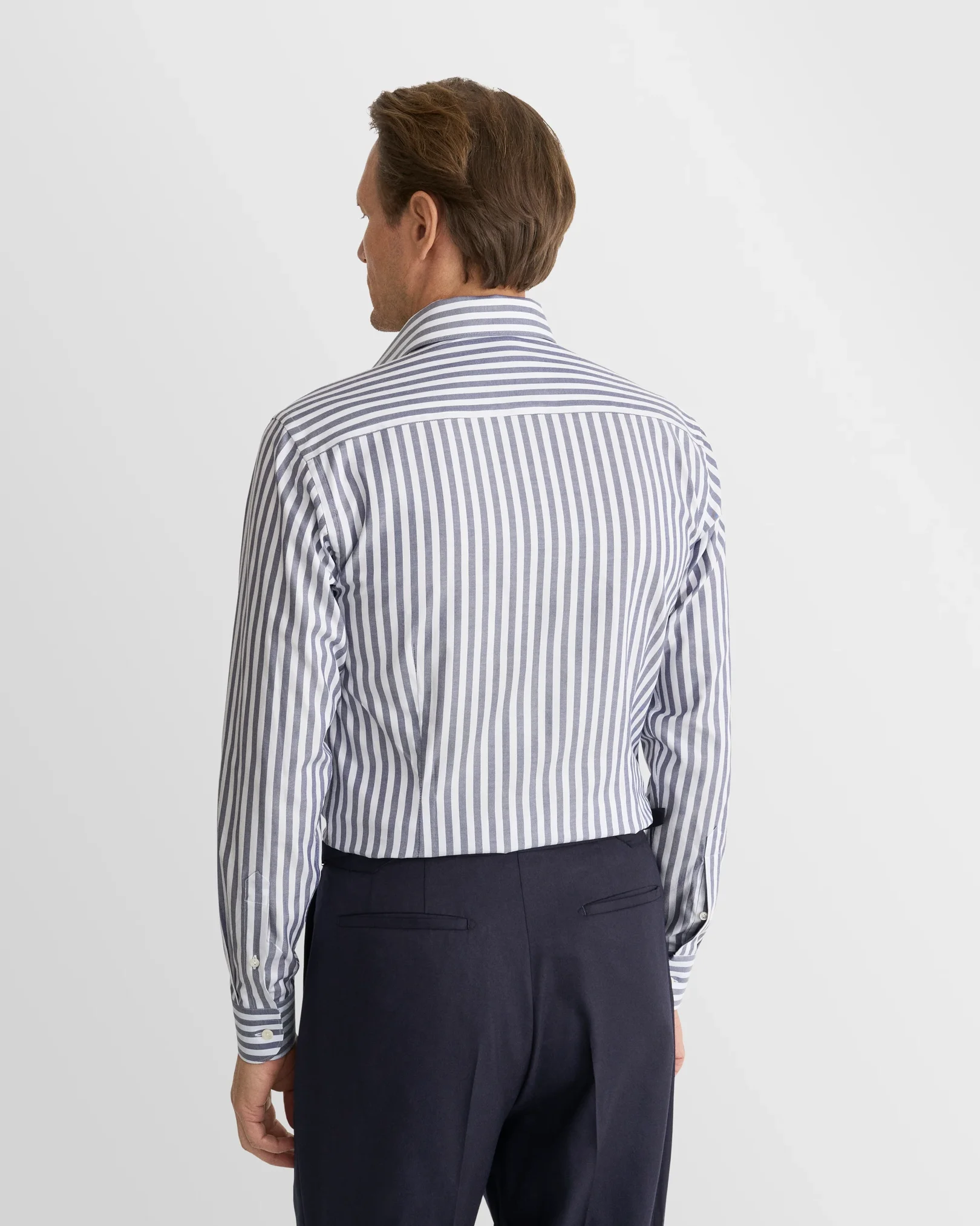 Eton - navy blue bengal striped signature oxford shirt