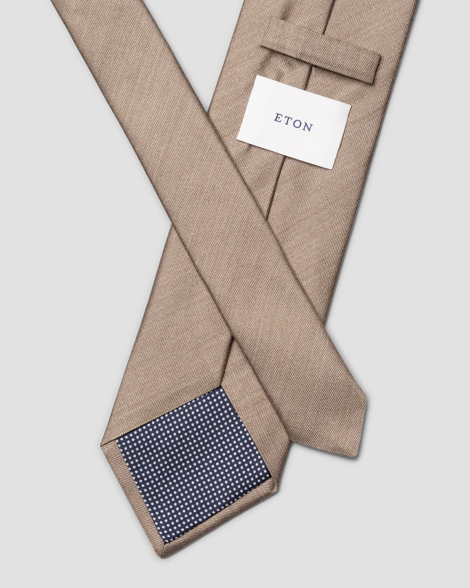 Eton - beige solid woven shantung silk tie