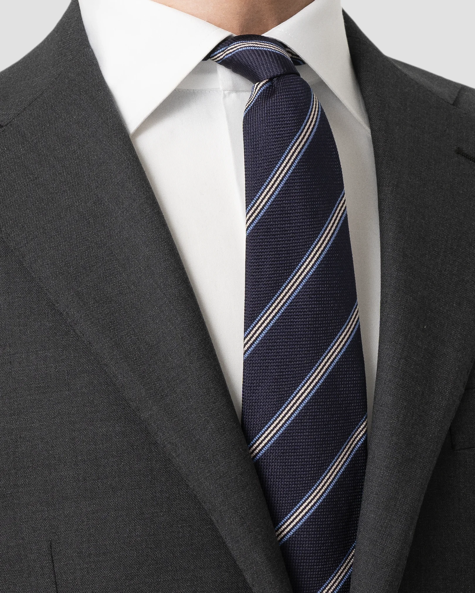 Eton - navy blue striped woven silk tie
