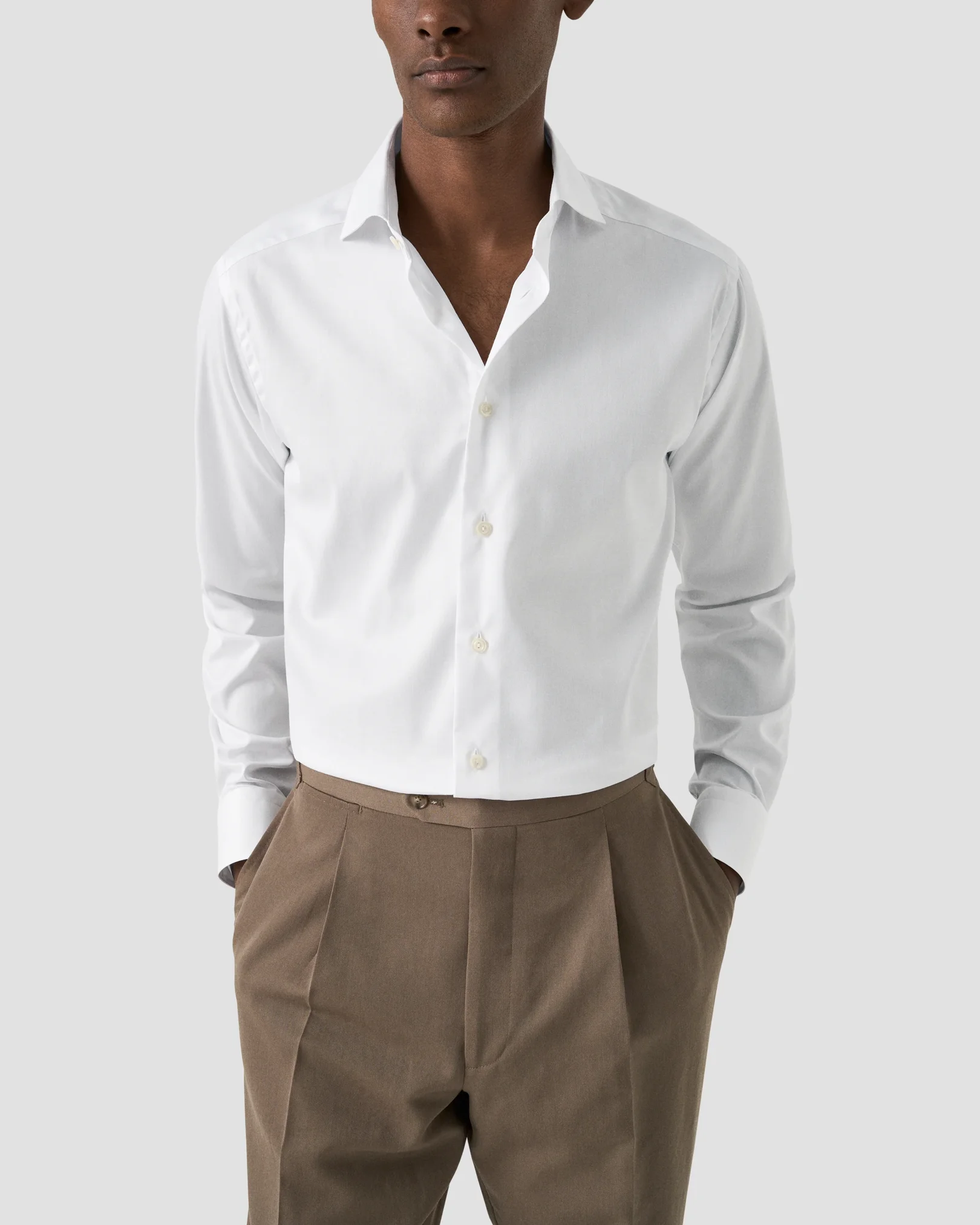 Eton - white signature twill wide spread rounded