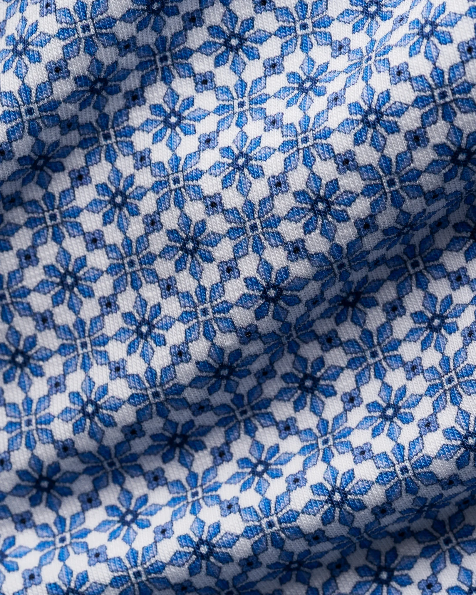 Eton - mid blue geometric jersey stretch shirt