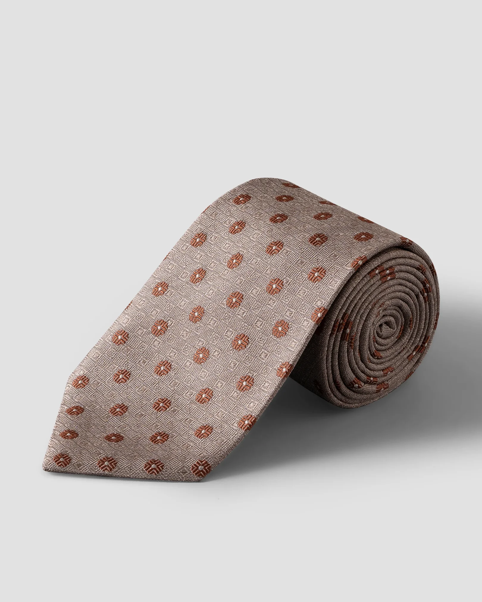 Eton - beige floral woven shantung silk tie