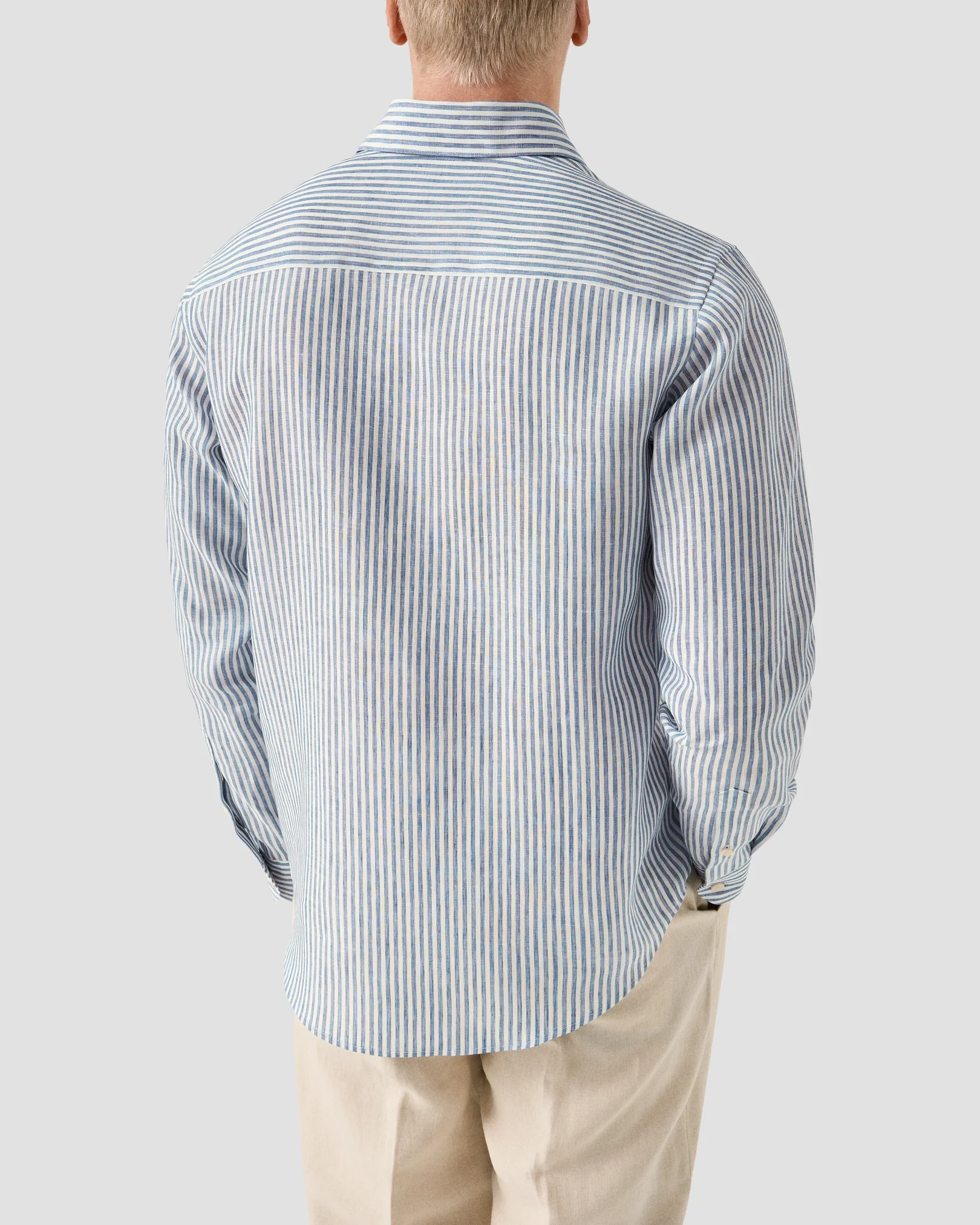 Eton - dark blue striped linen shirt